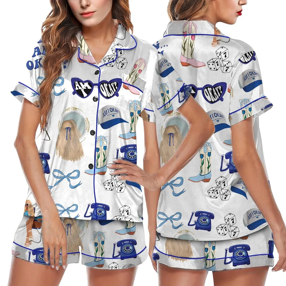 Am I Okay Moroney Silky Satin Pajama Set For Women - Image 2