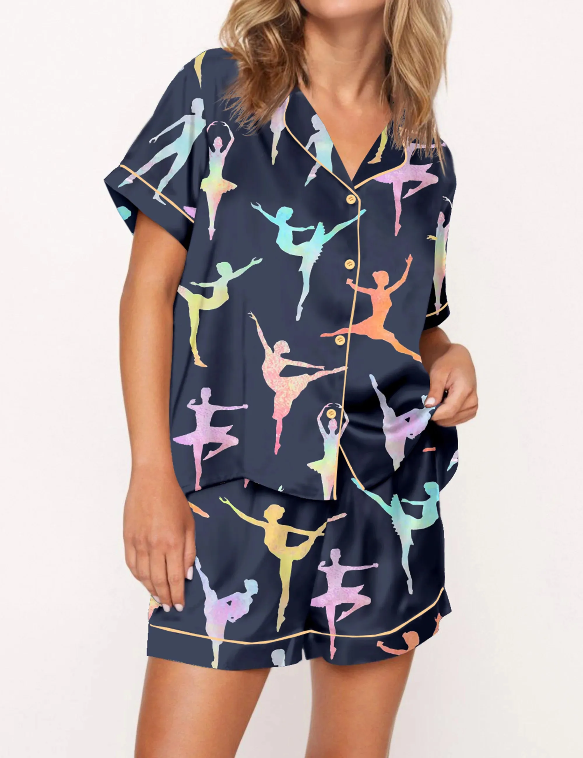 Ballet Dancer Silk Satin Pajama Set For Women