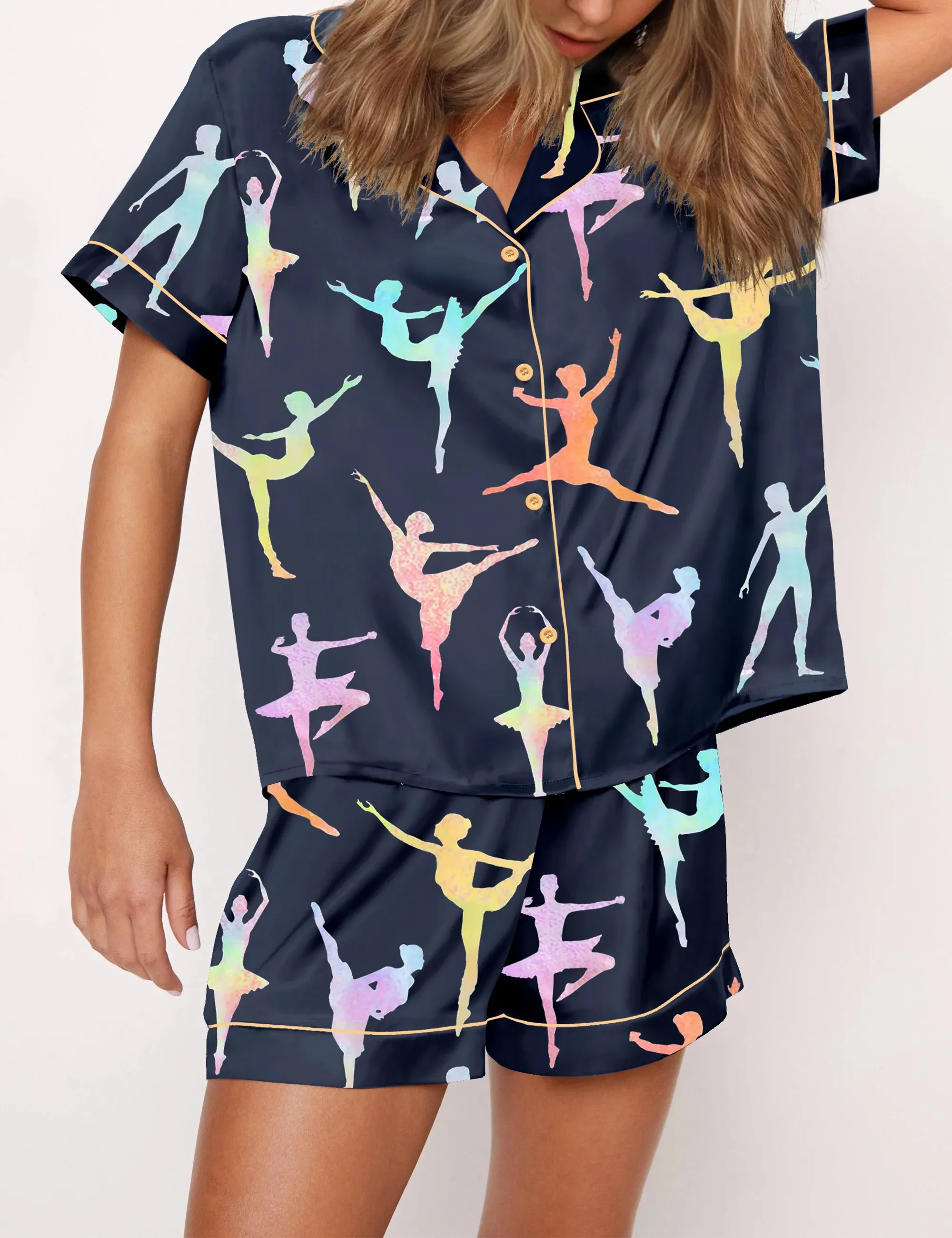 Ballet Dancer Silk Satin Pajama Set For Women