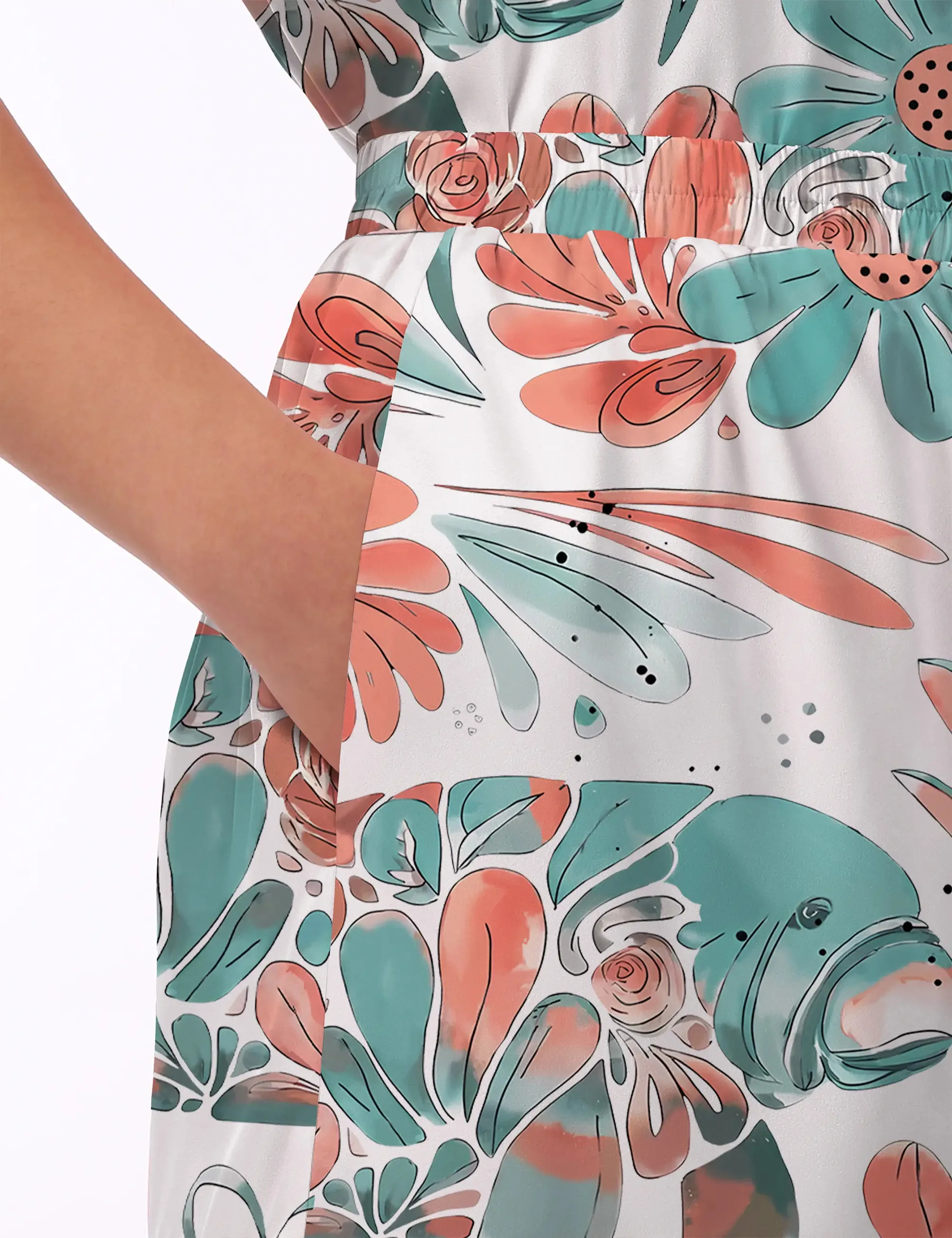 Boho Floral Manatee Silk Satin Pajama Set For Women