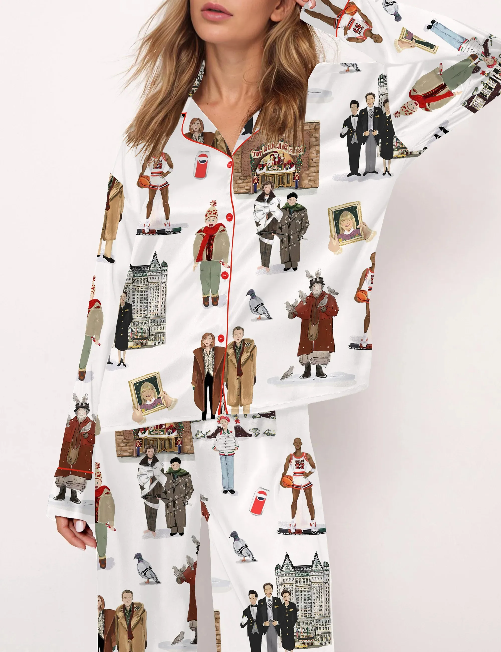 Christmas Movie Silky Satin Pajama Set For Women