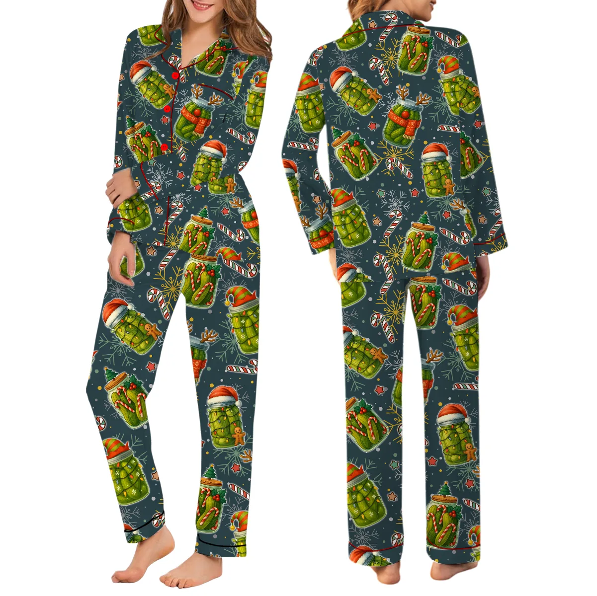 Christmas Pickle Satin Pajamas Set For Women