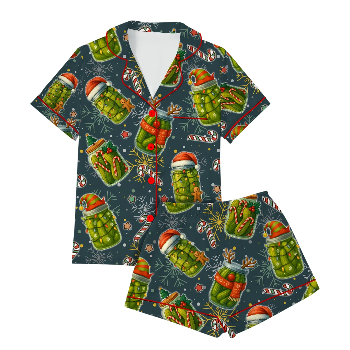 Christmas Pickle Satin Pajamas Set For Women