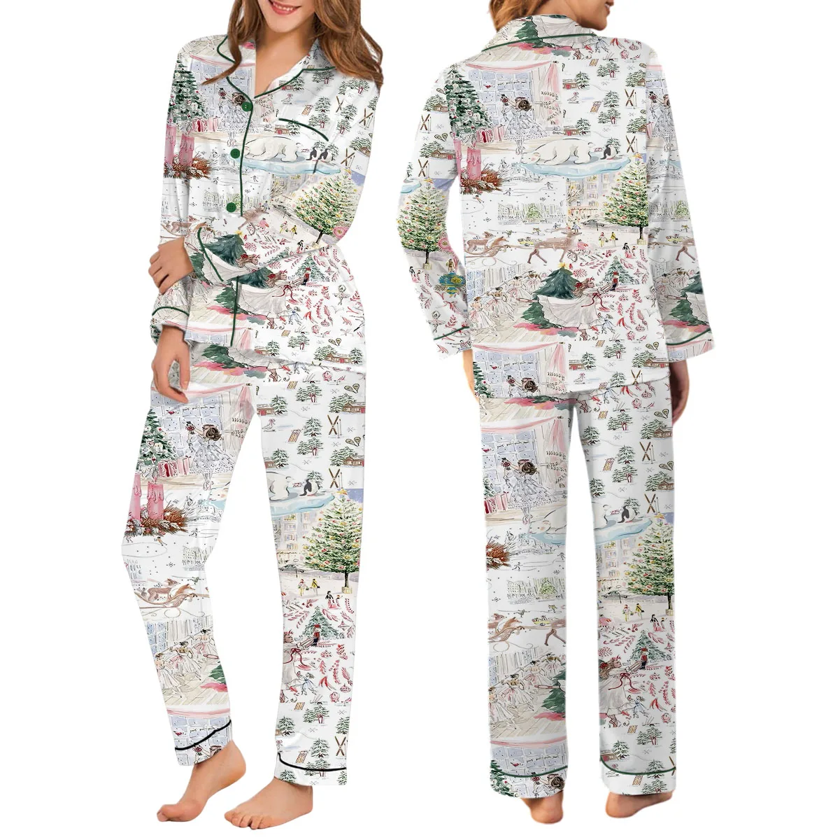 Coquette Christmas Satin Pajamas Set For Women