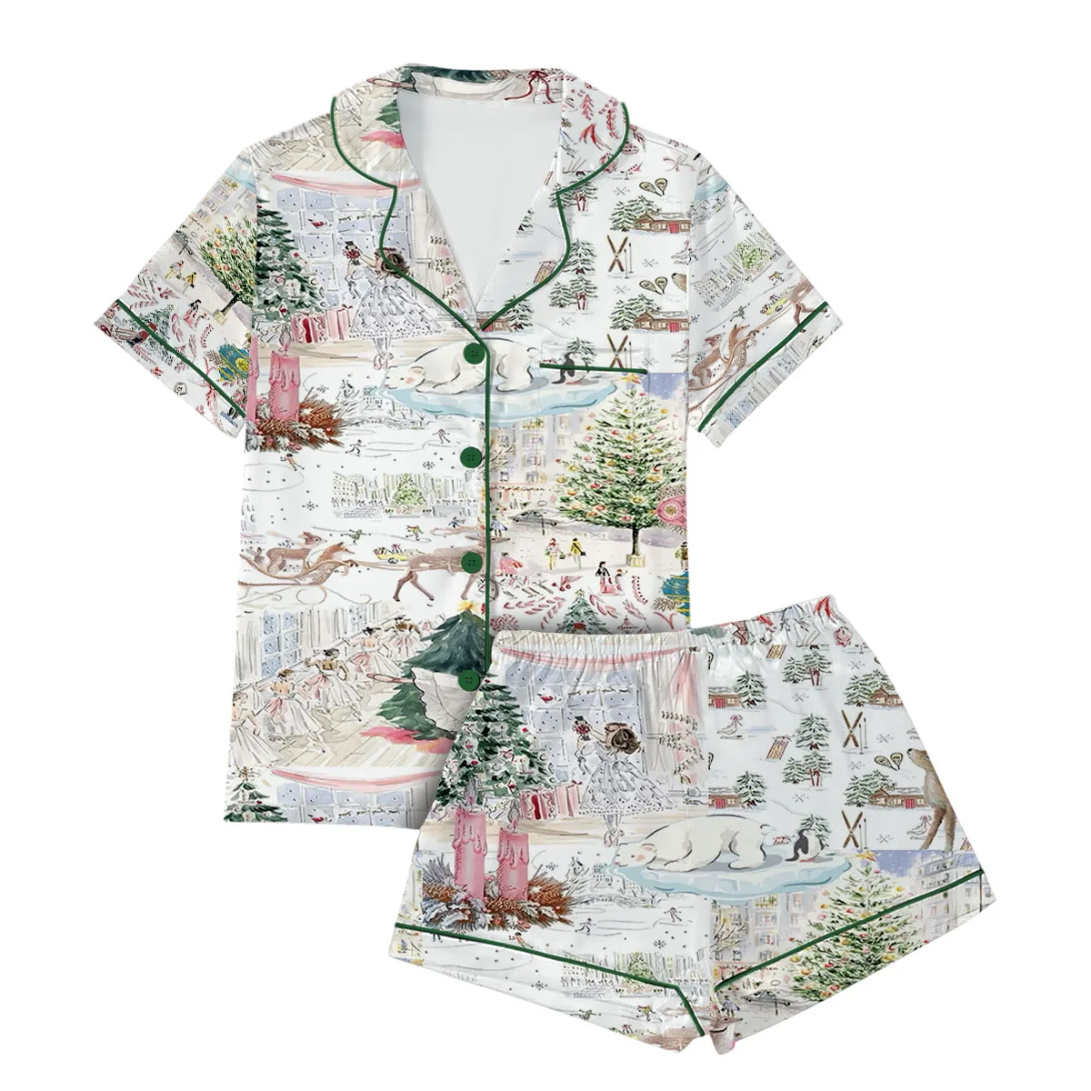 Coquette Christmas Satin Pajamas Set For Women