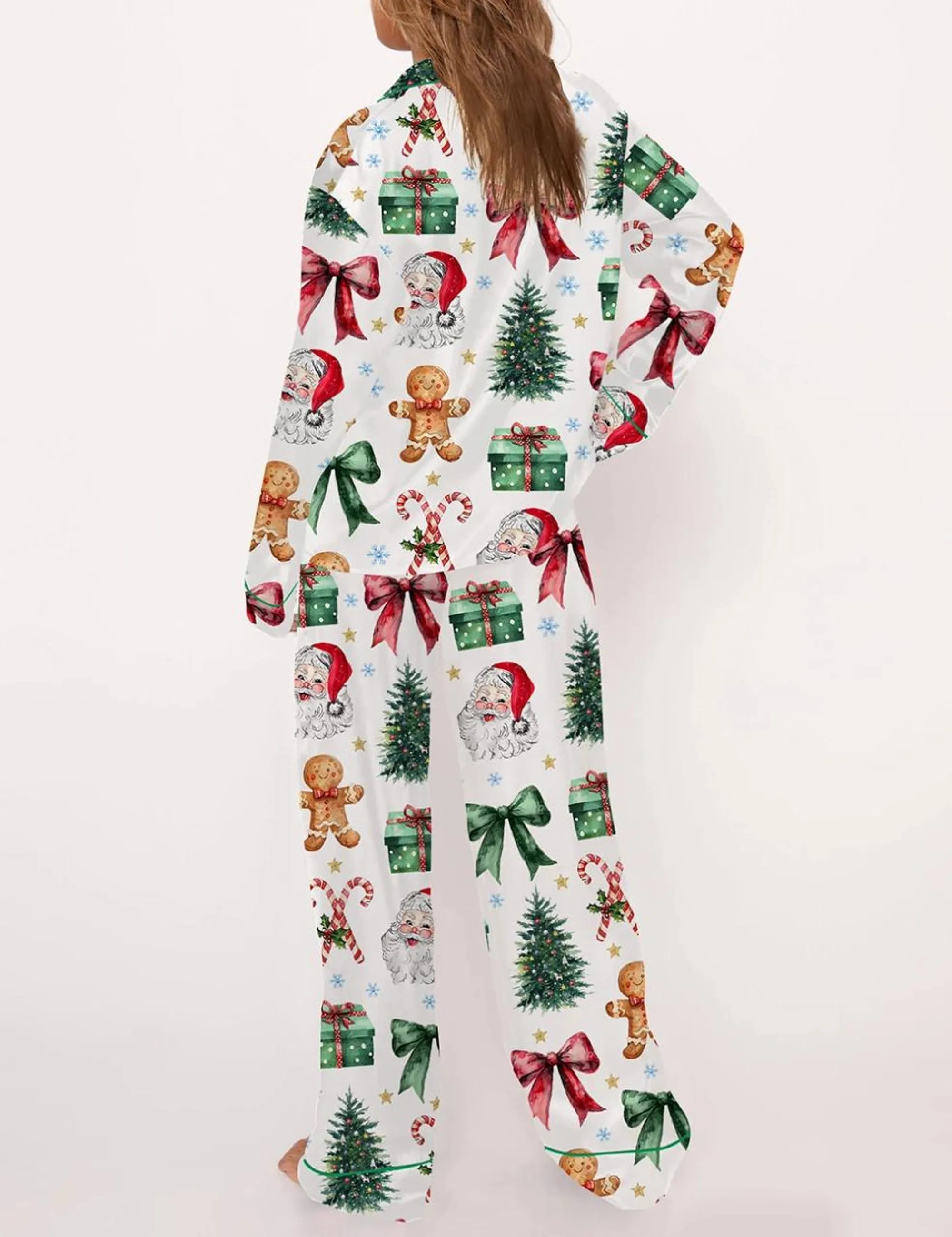 Coquette Christmas Silk Satin Pajama Set
