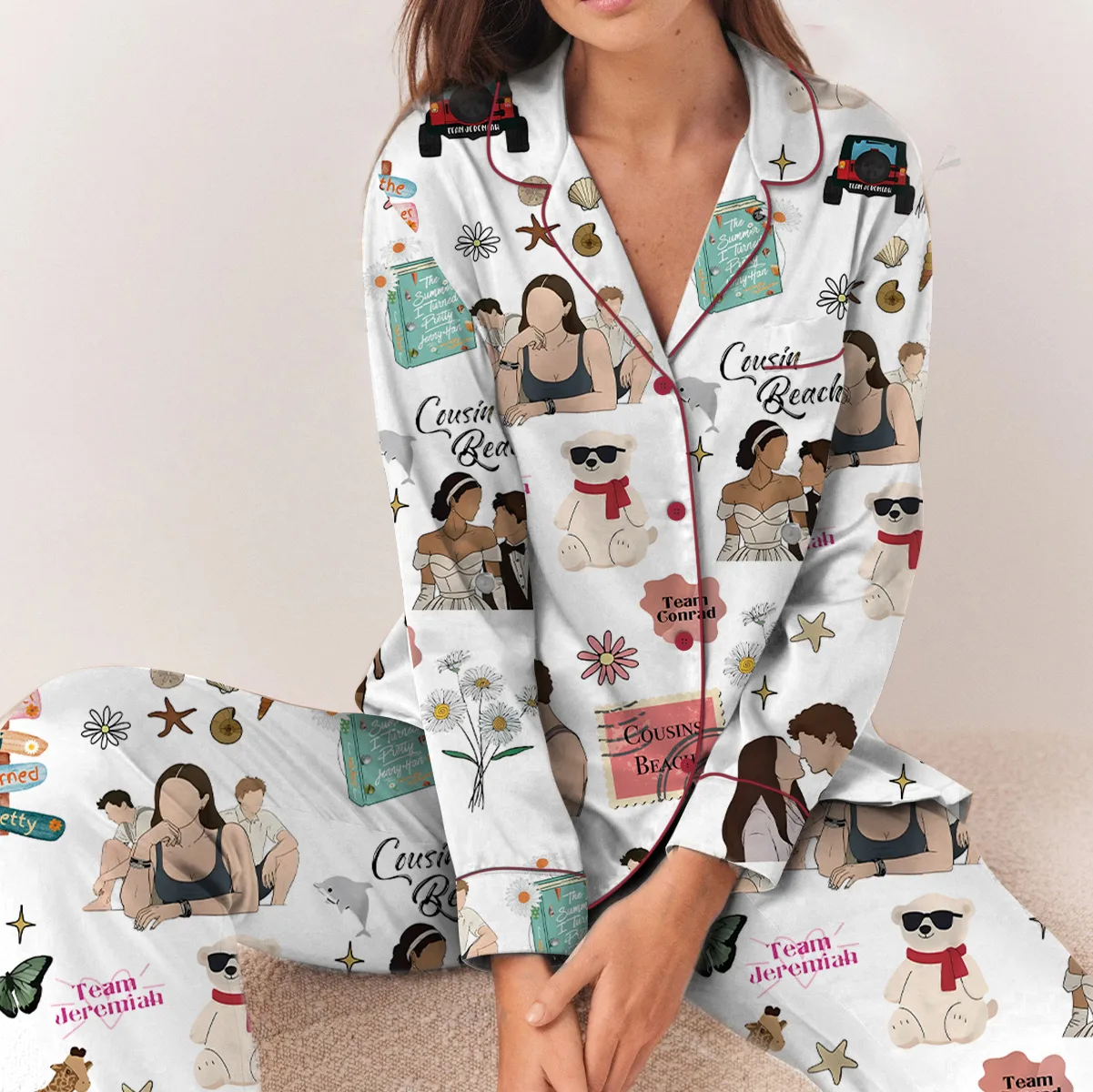 Cousin Beach Satin Pajamas Set For Women