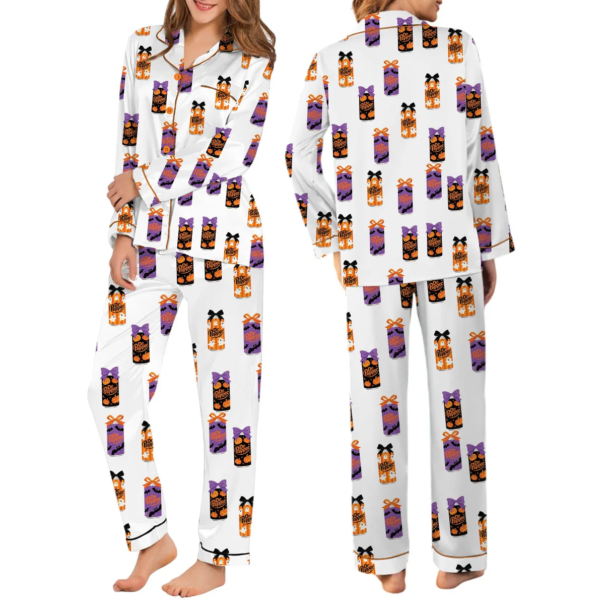Dr Pepper Halloween Satin Pajamas Set For Women