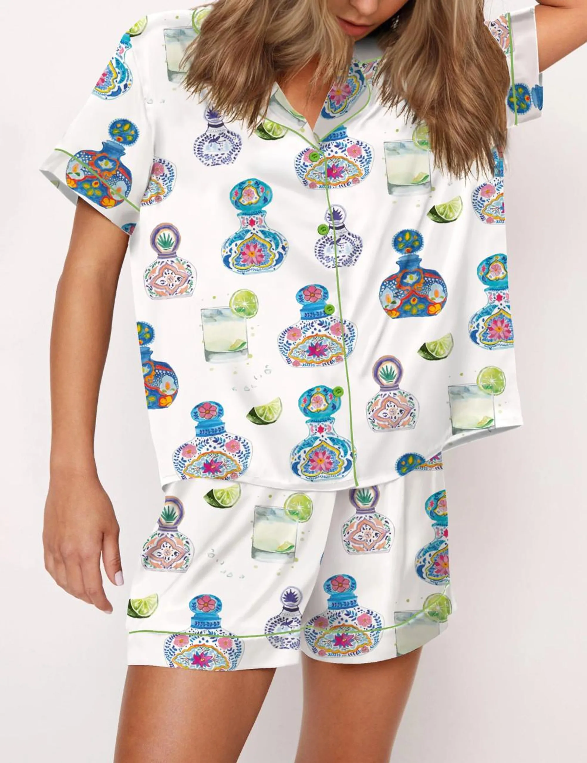 Drink Mexico Satin Pajama Set For Women