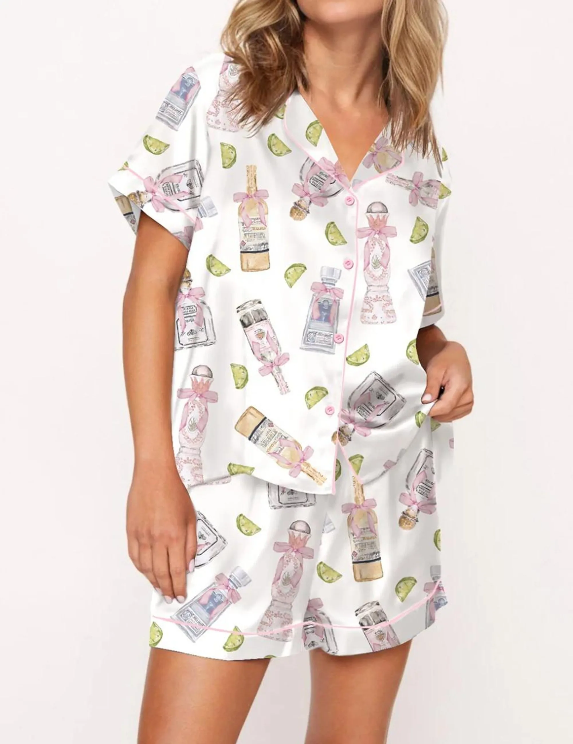 Drink Mexico Silk Satin Pajama Set For Women