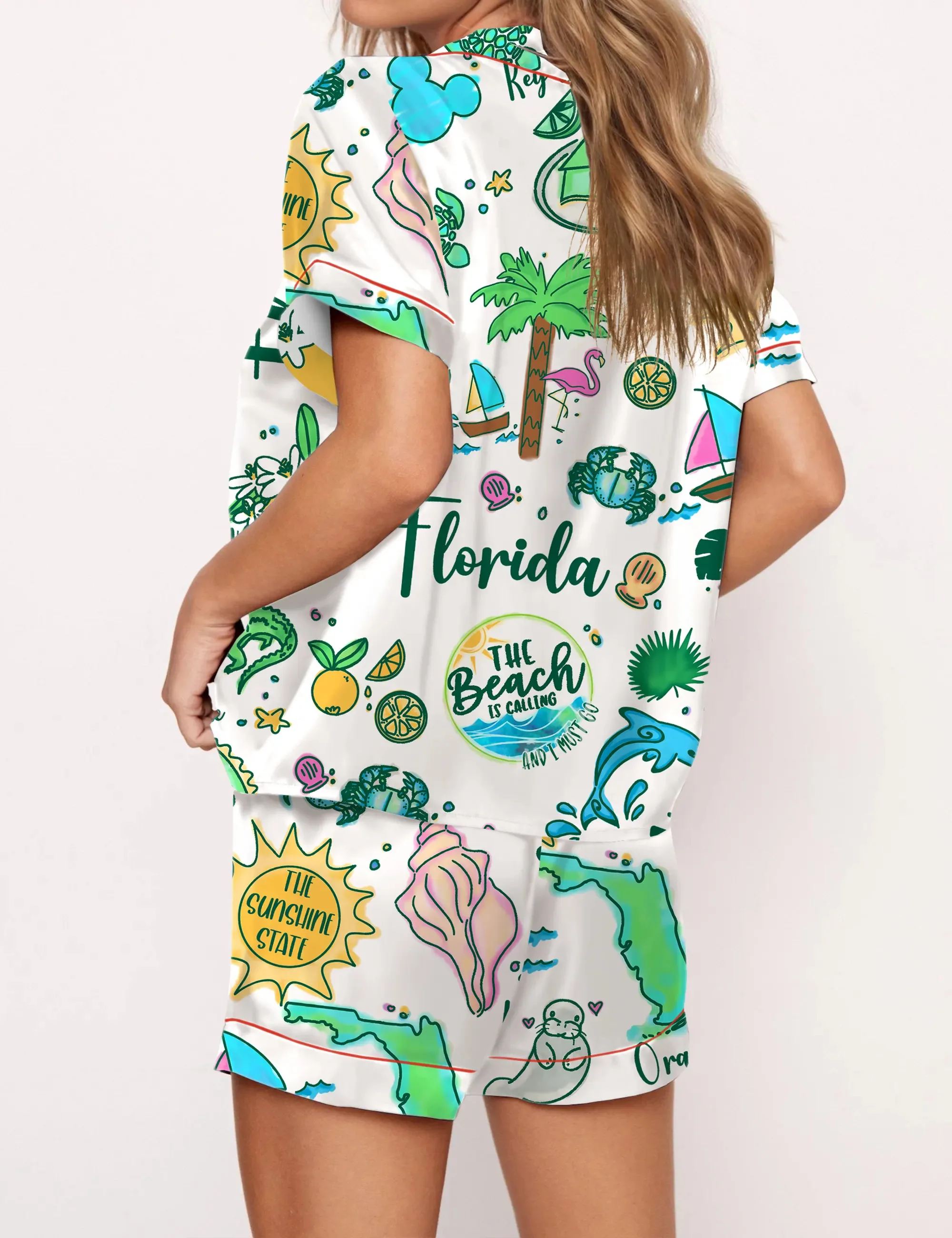 Florida Hand Silk Satin Pajama Set For Women