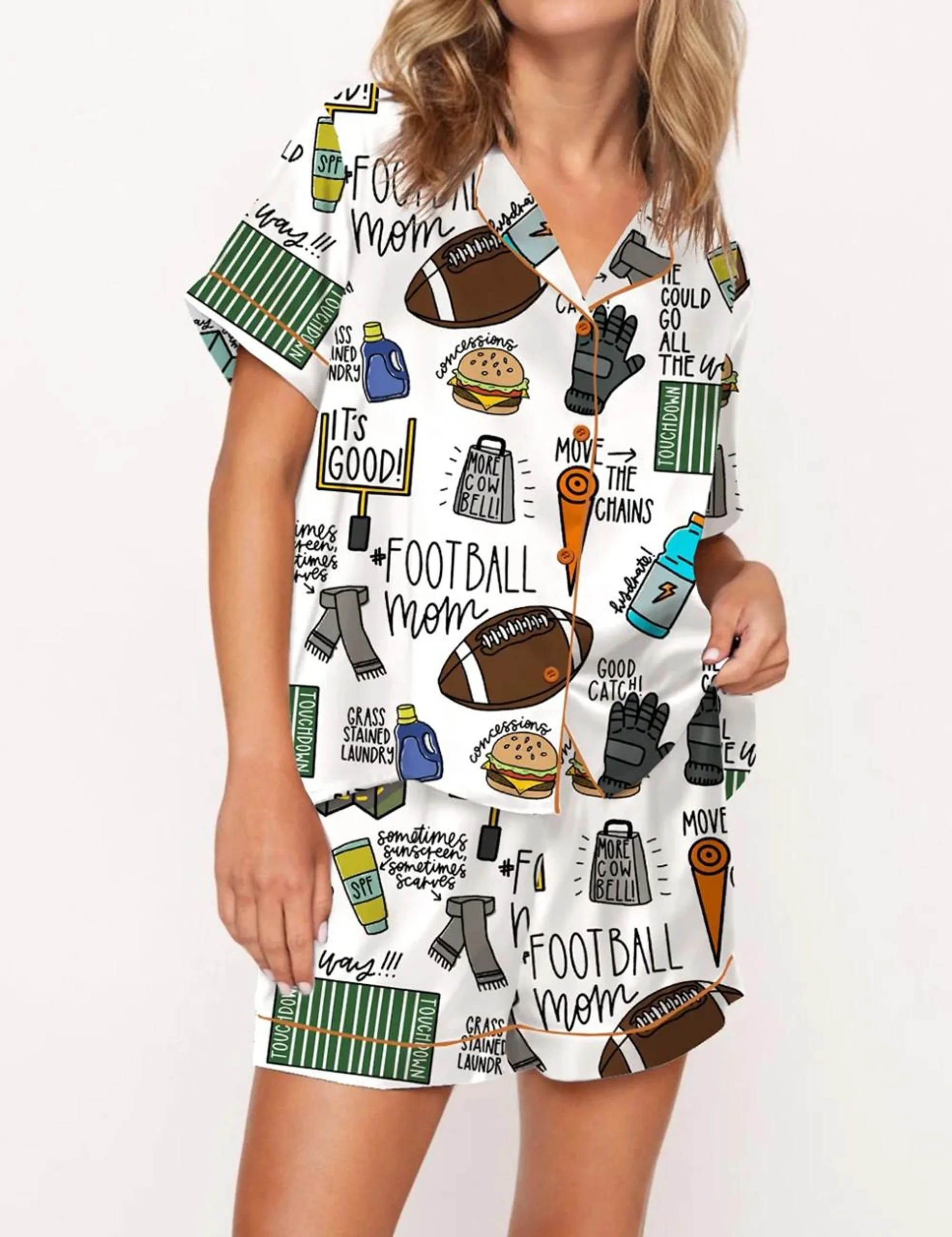 Football Mom Silk Satin Pajama Set