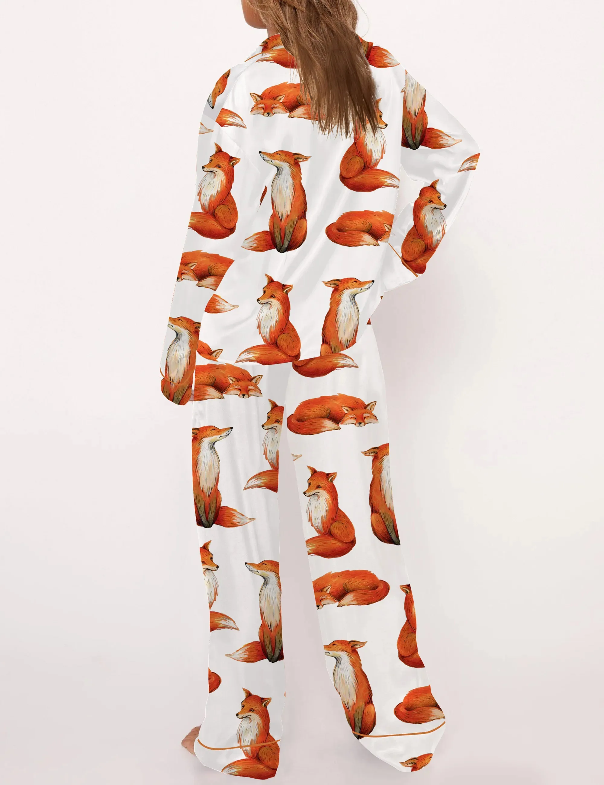 Fox Silk Satin Pajama Set For Women
