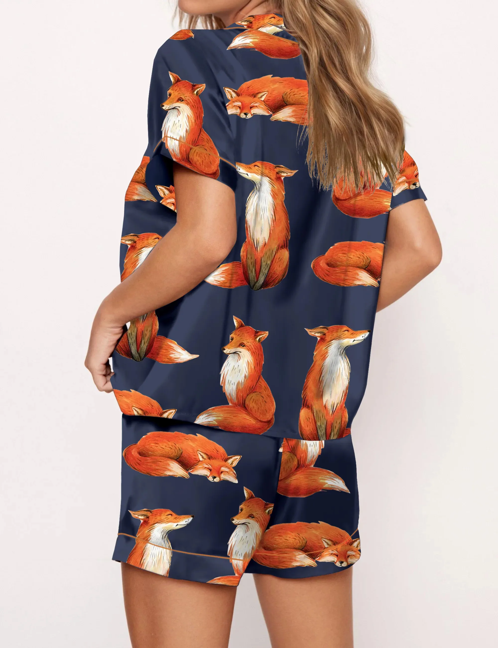 Fox Silk Satin Pajama Set For Women