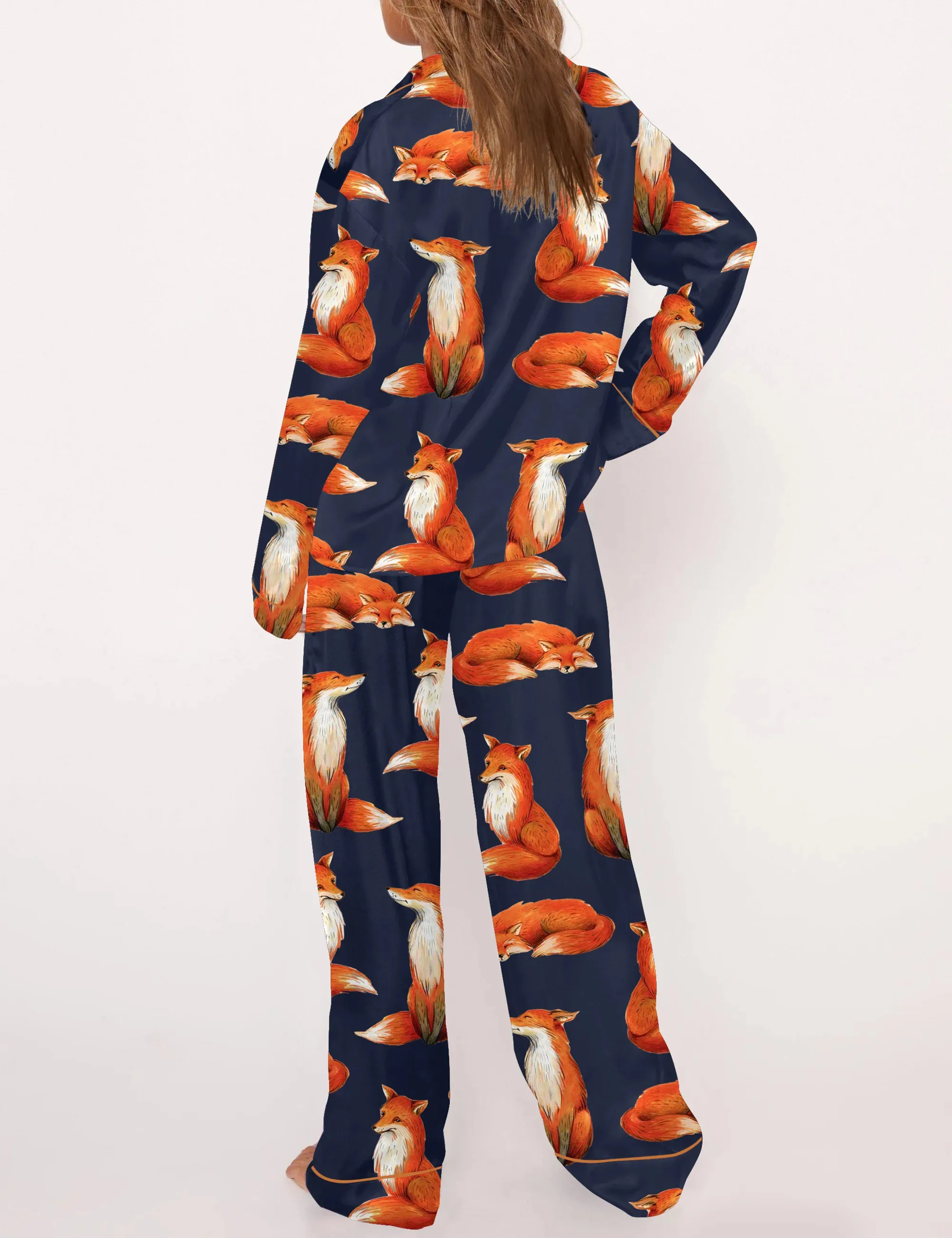 Fox Silk Satin Pajama Set For Women