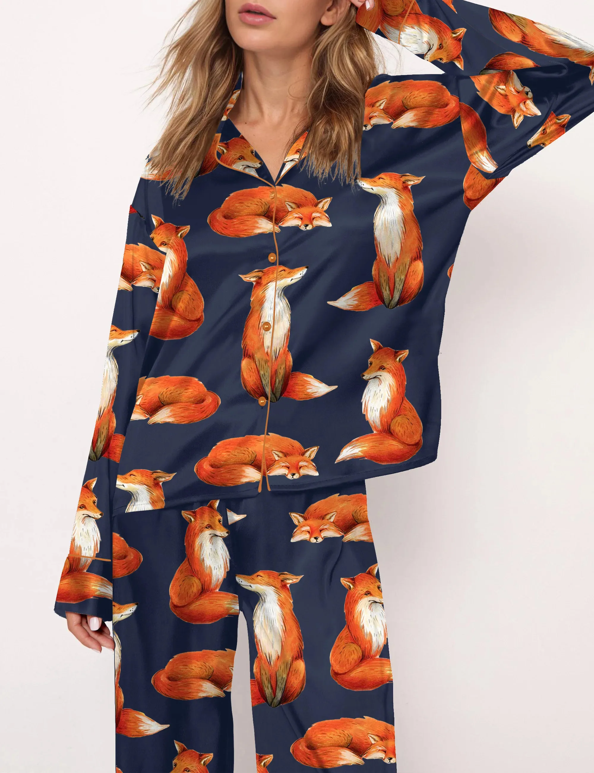 Fox Silk Satin Pajama Set For Women