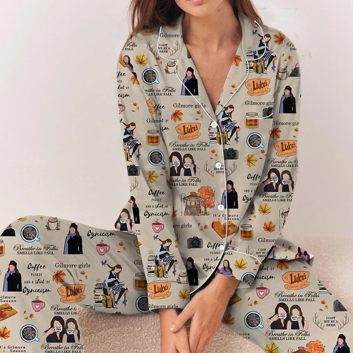 Gilmore Girls Satin Pajamas Set For Women