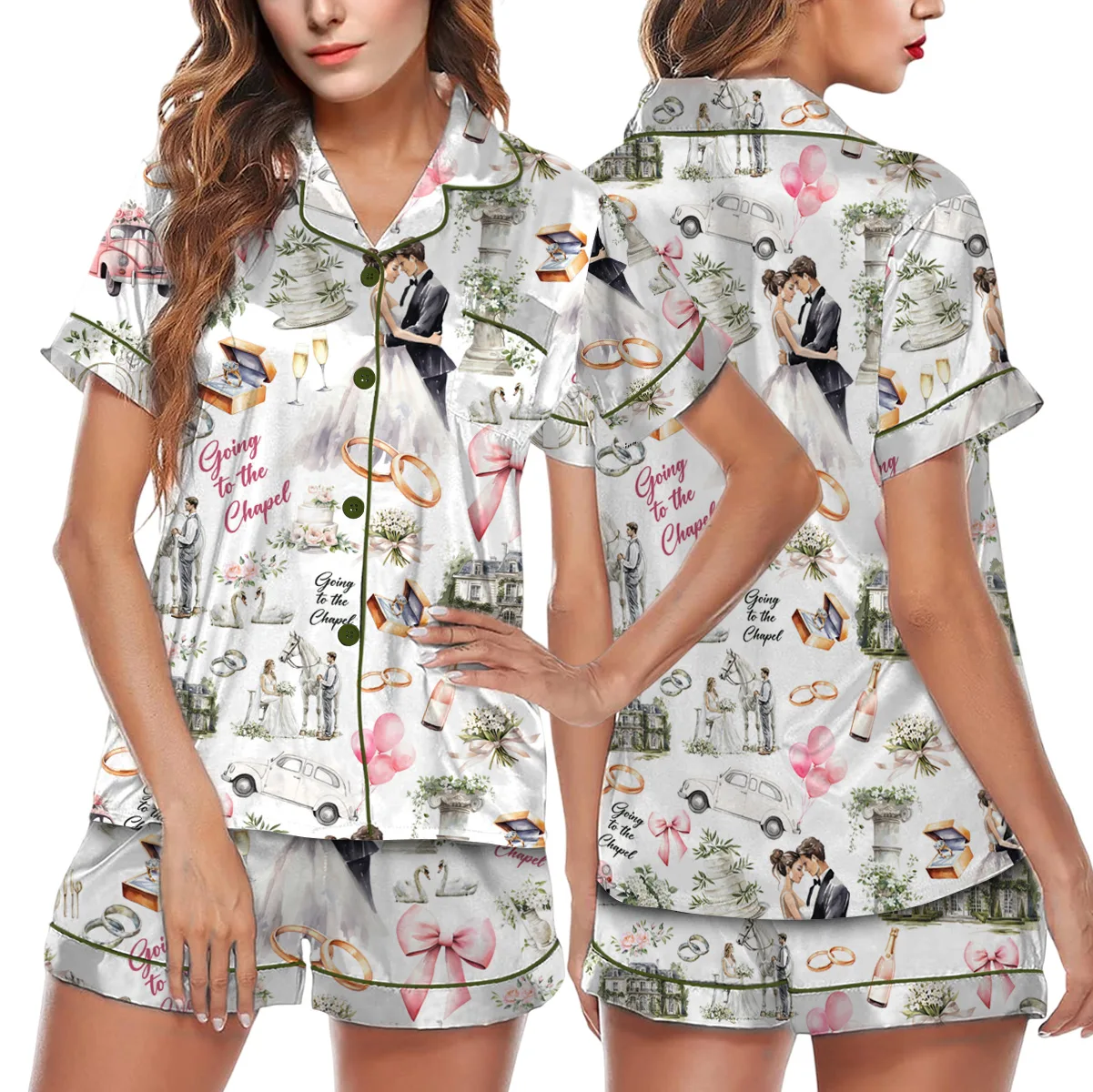 Going To The Chapel Silk Satin Pajamas Set