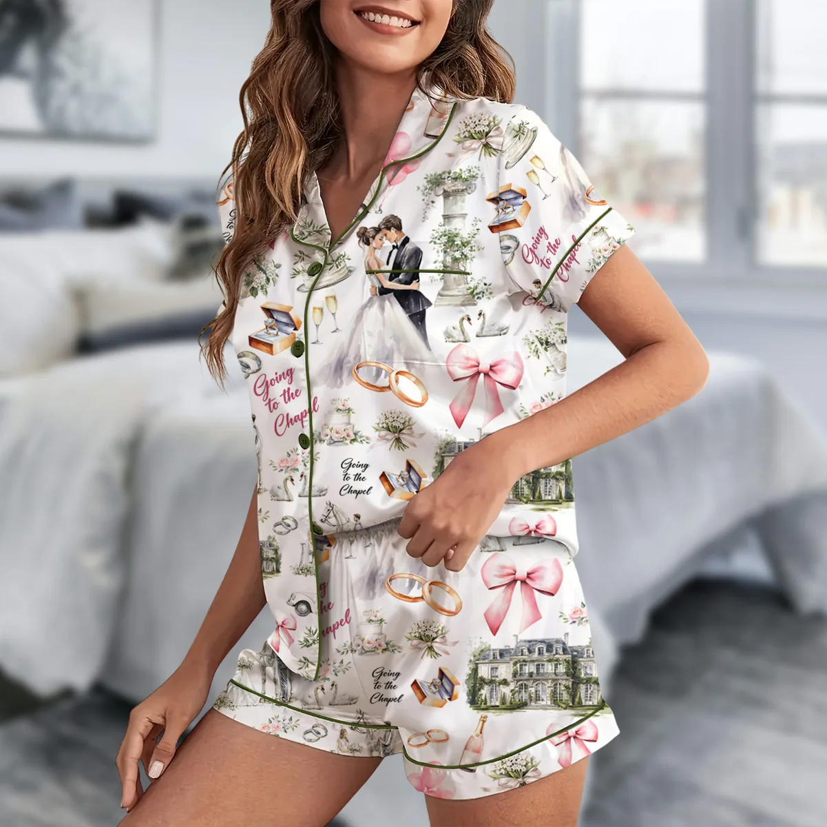 Going To The Chapel Silk Satin Pajamas Set