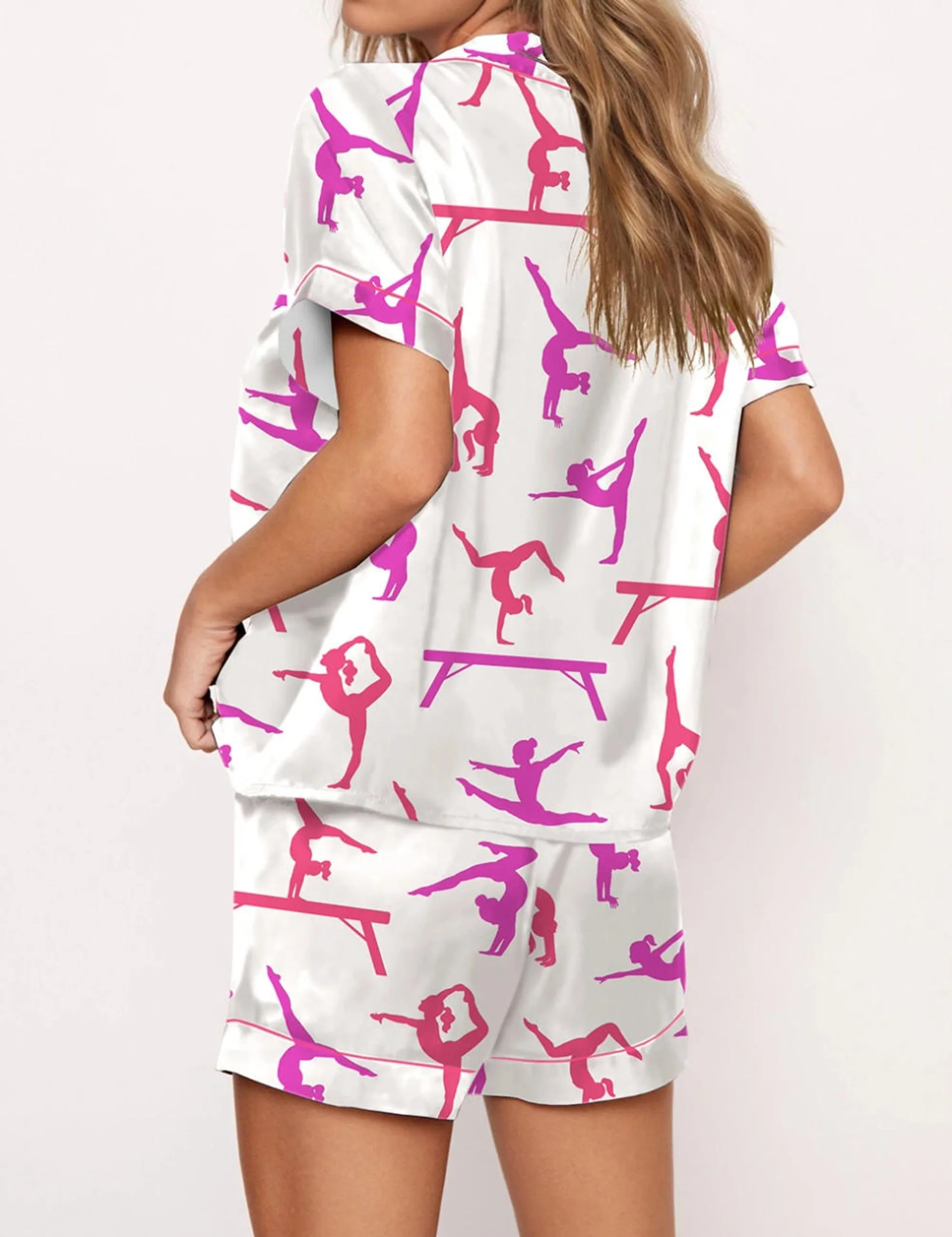Gymnast Poses Silk Satin Pajama Set
