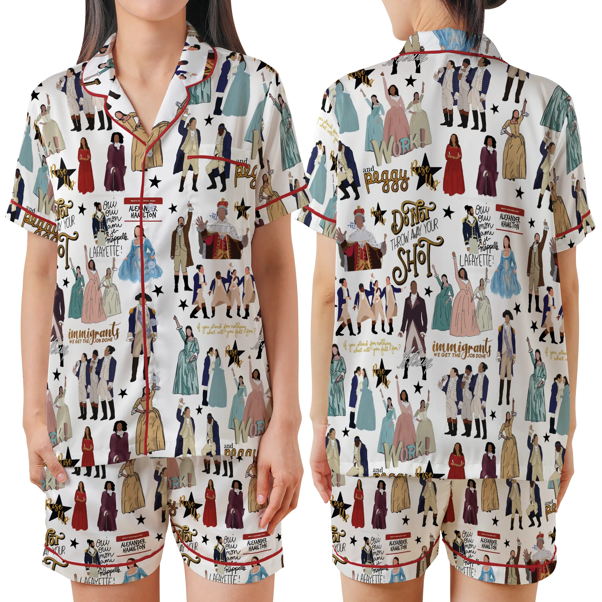 Hamilton Musical Silk Satin Pajamas Set For Women