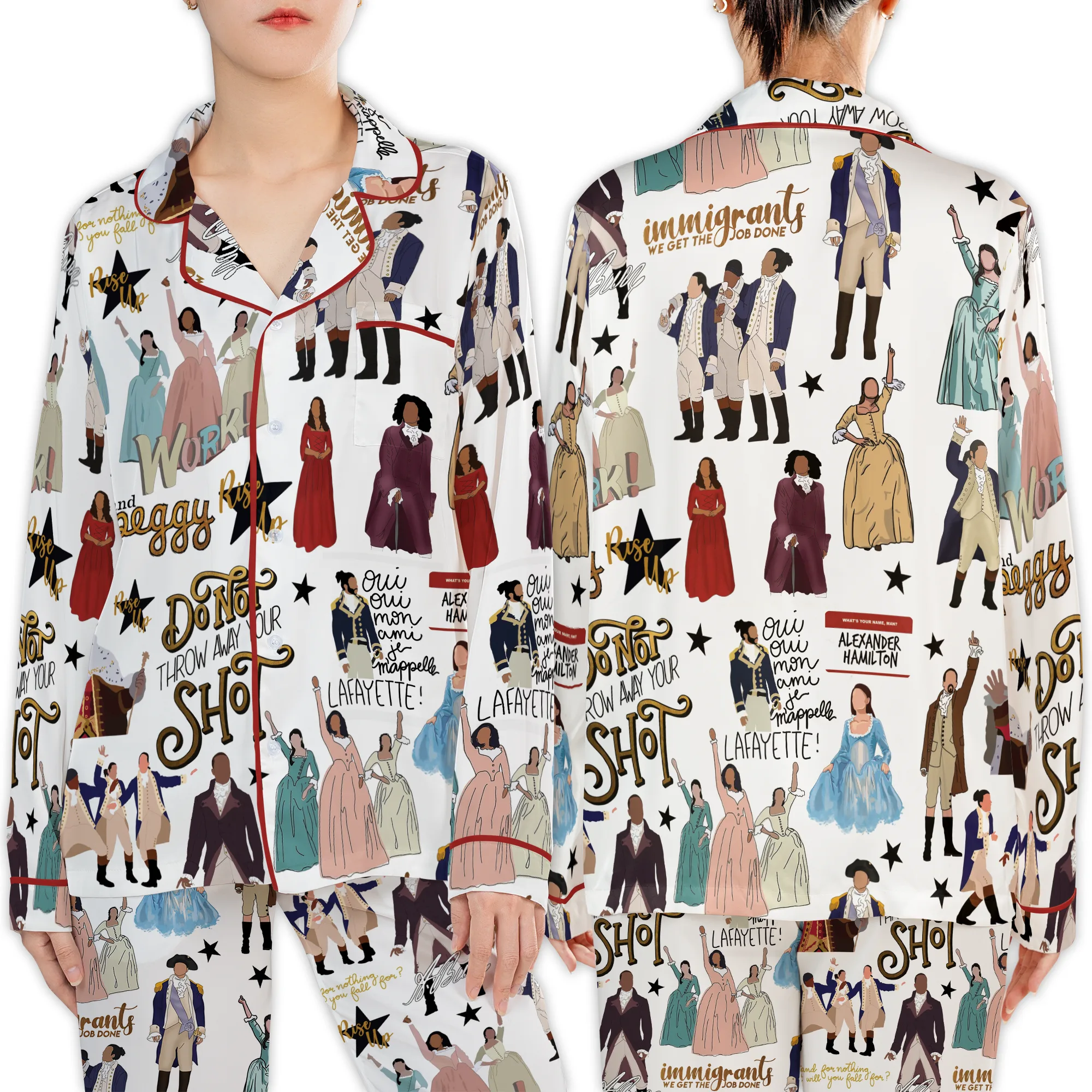 Hamilton Musical Silk Satin Pajamas Set For Women