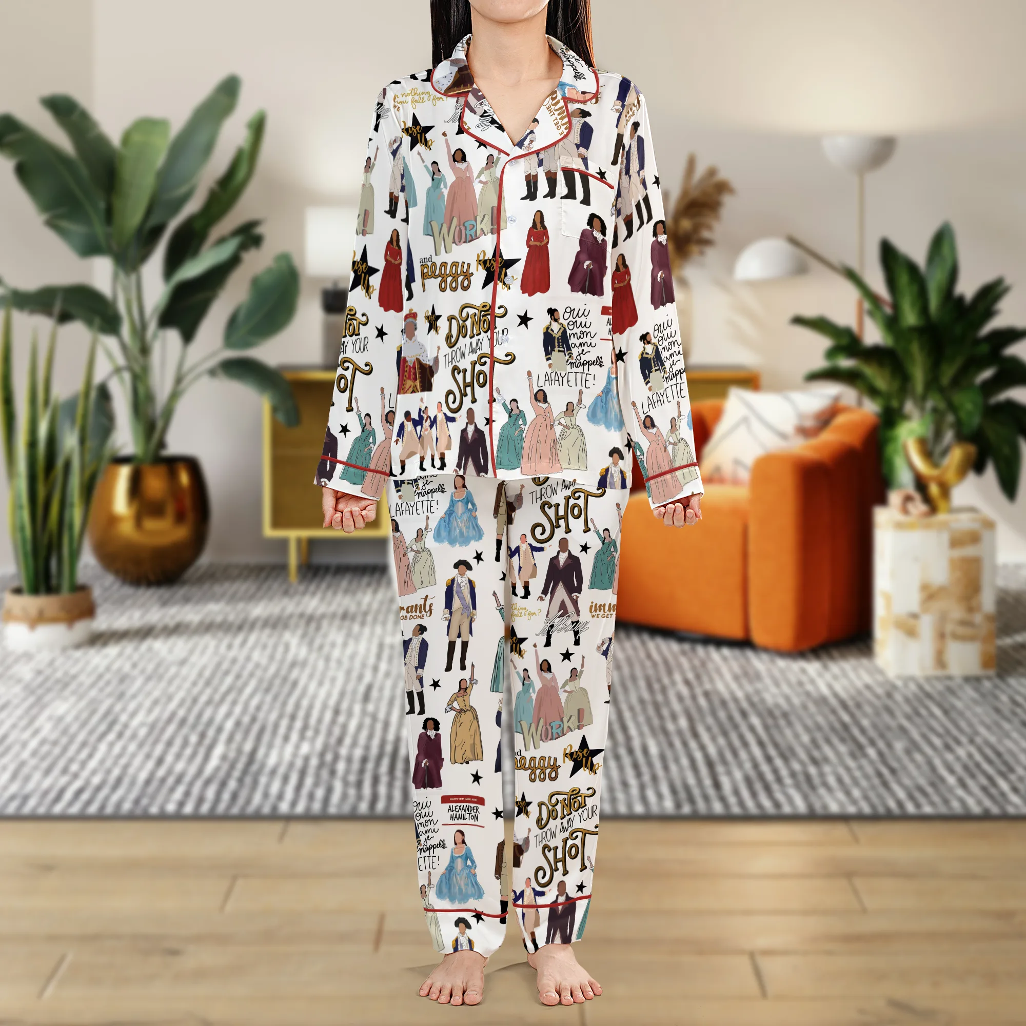 Hamilton Musical Silk Satin Pajamas Set For Women