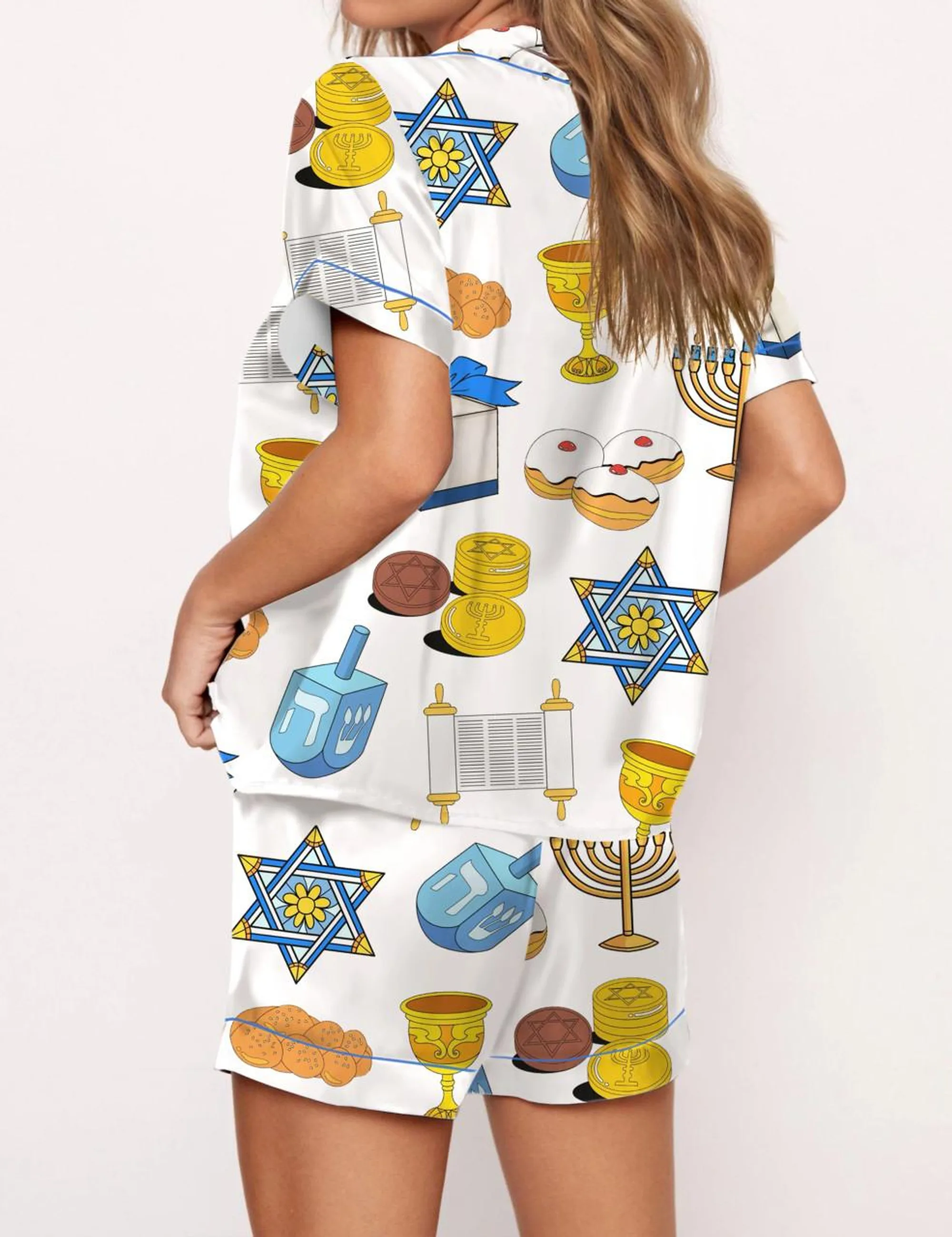 Hanukkah Silk Satin Pajama Set For Women