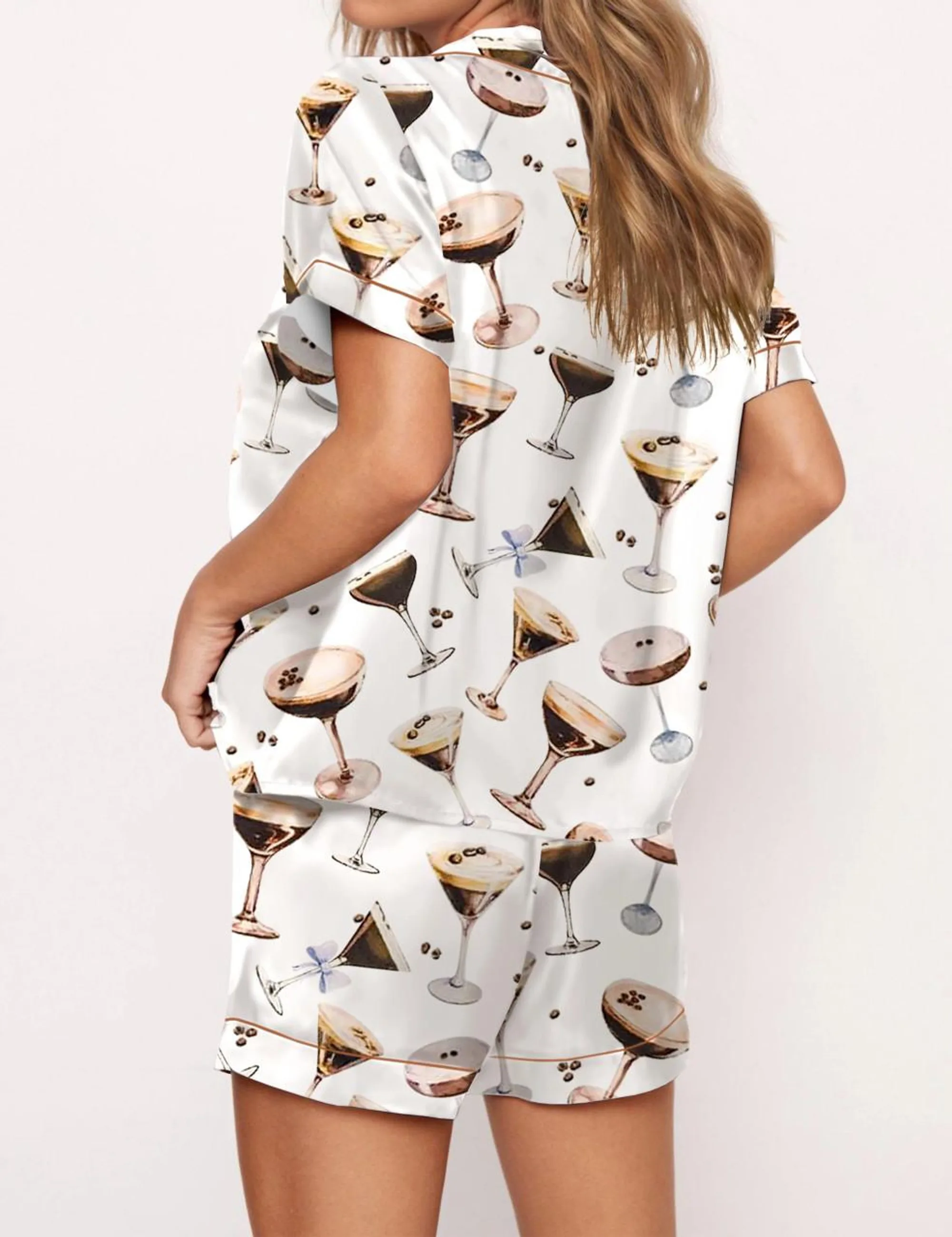 Holiday Espresso Silky Satin Pajama Set For Women