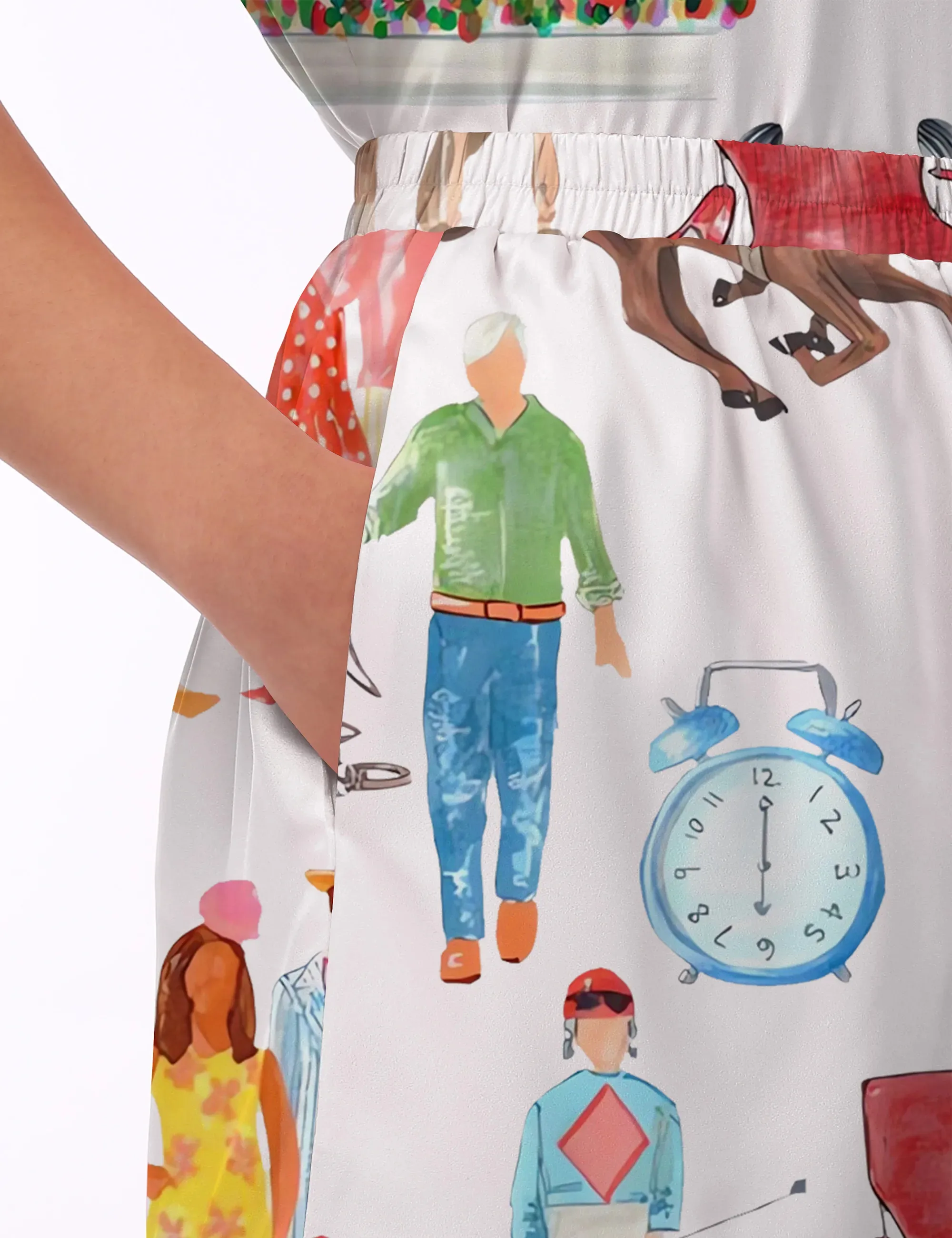 Horse Racing Festival Satin Pajamas Set For Women