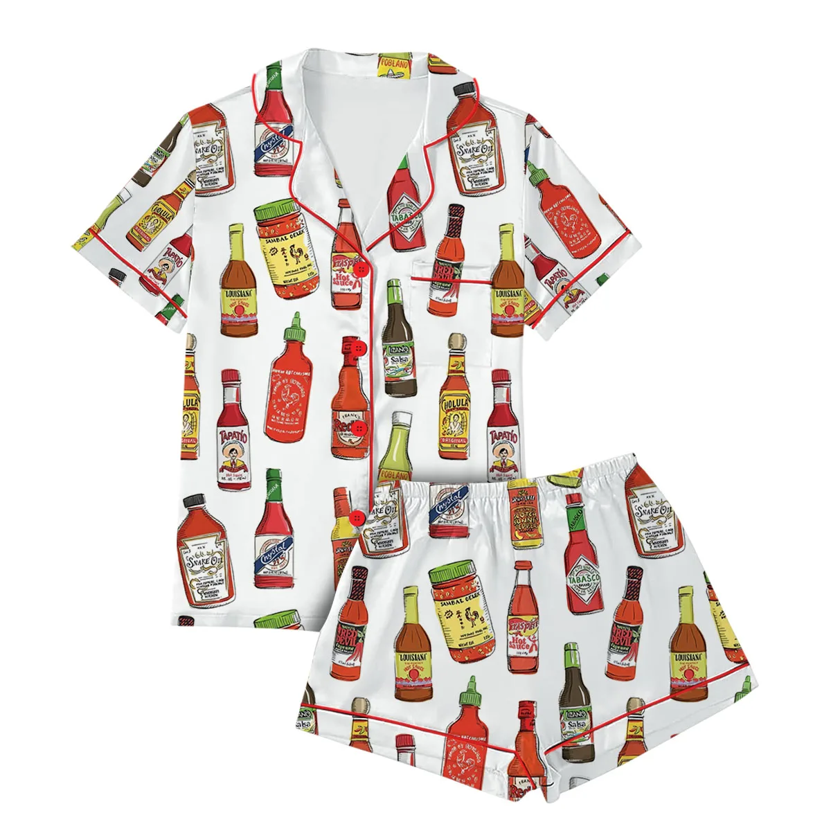 Hot Sauce Silky Satin Pajama Set For Women