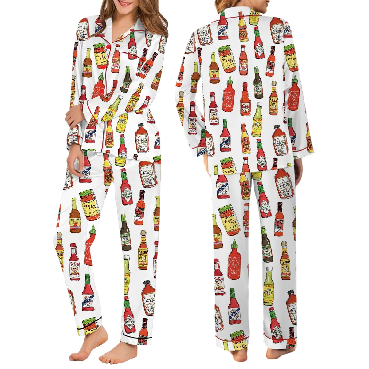 Hot Sauce Silky Satin Pajama Set For Women