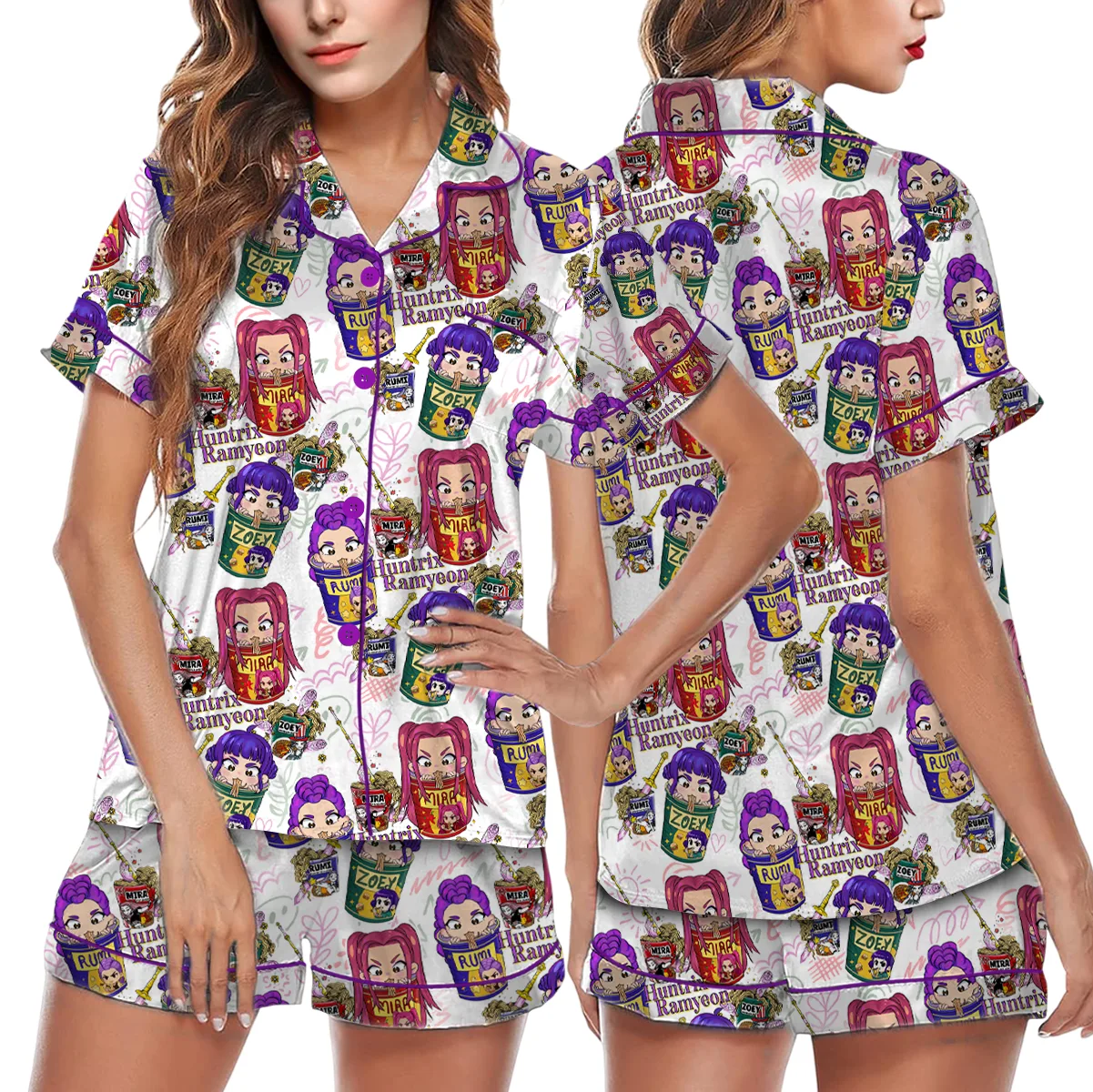 Kpop Movie Ramyeon Satin Pajamas Set For Women