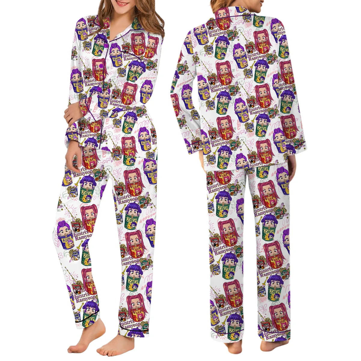 Kpop Movie Ramyeon Satin Pajamas Set For Women