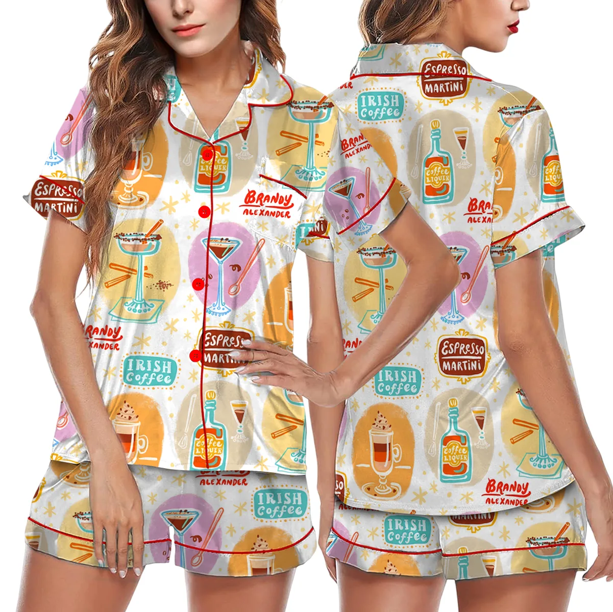 Irish Coffee Satin Pajamas Set For Women