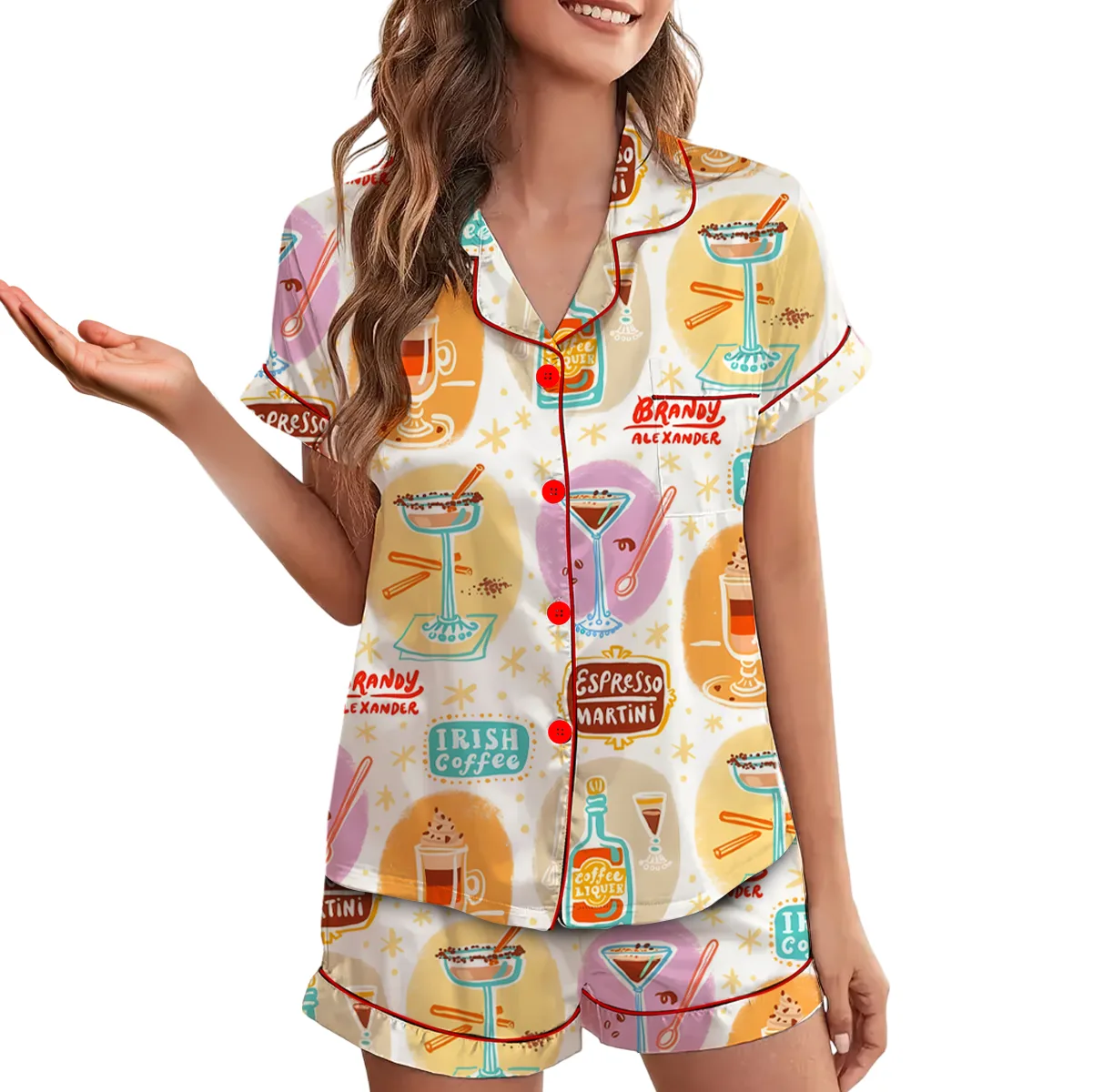 Irish Coffee Satin Pajamas Set For Women