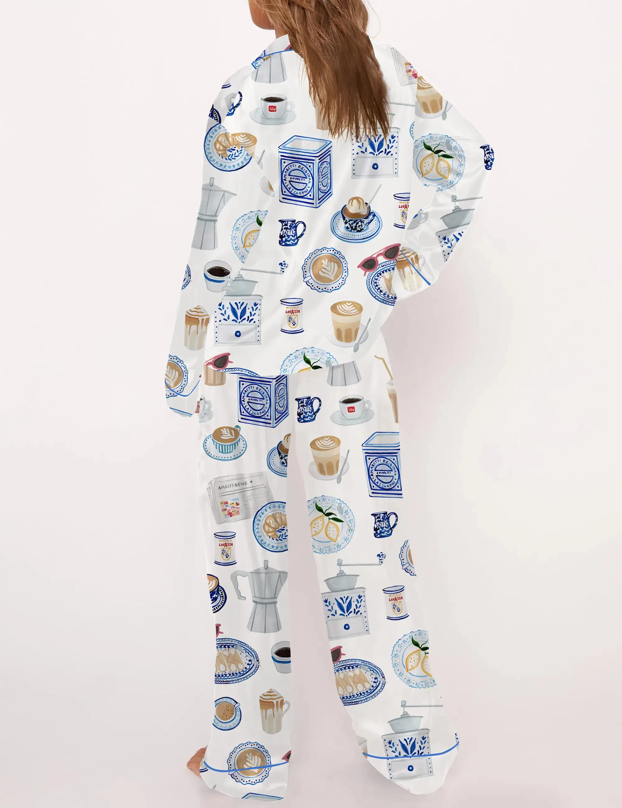 Italian Coffee Silk Satin Pajama Set For Women
