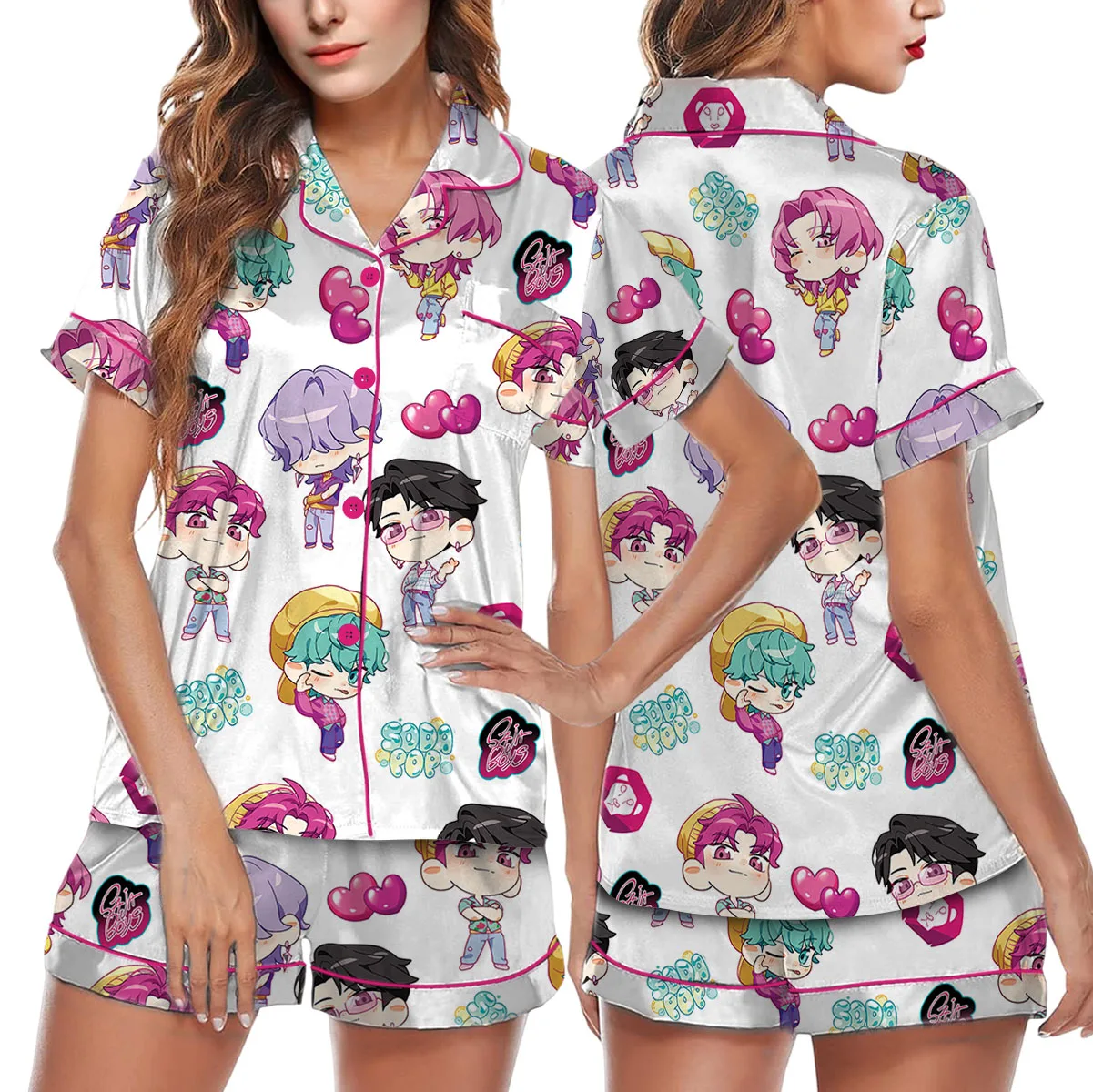 Kpop Idol Satin Pajamas Set For Women