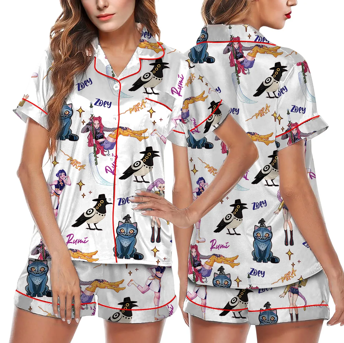 Kpop Demon Satin Pajama Set For Women