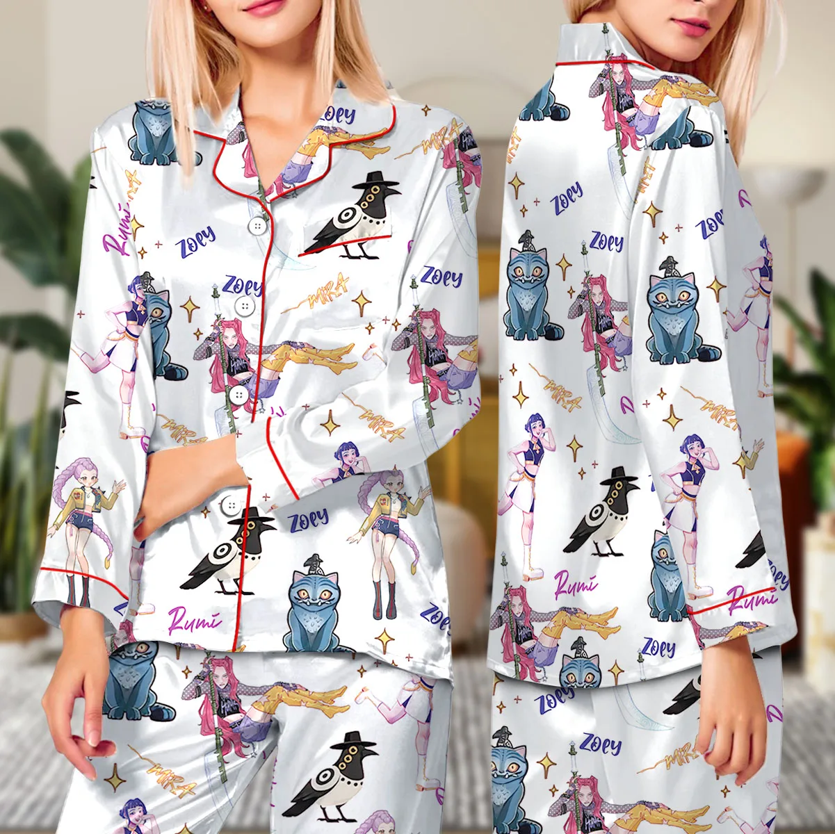 Kpop Demon Satin Pajama Set For Women