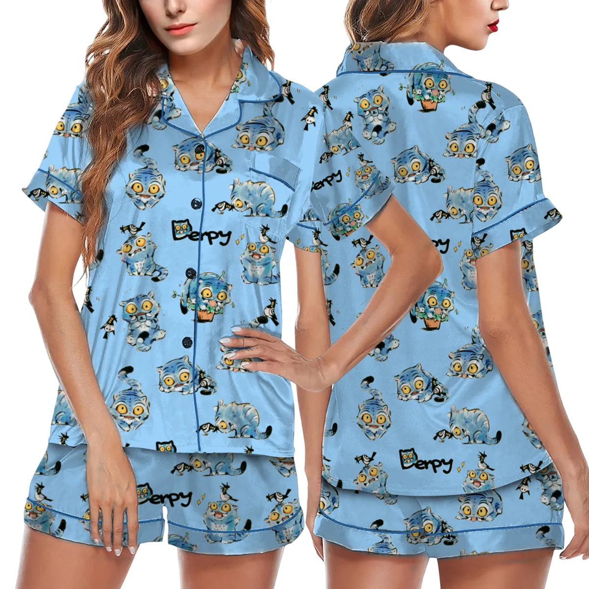 Kpop Demon Silk Satin Pajamas Set For Women