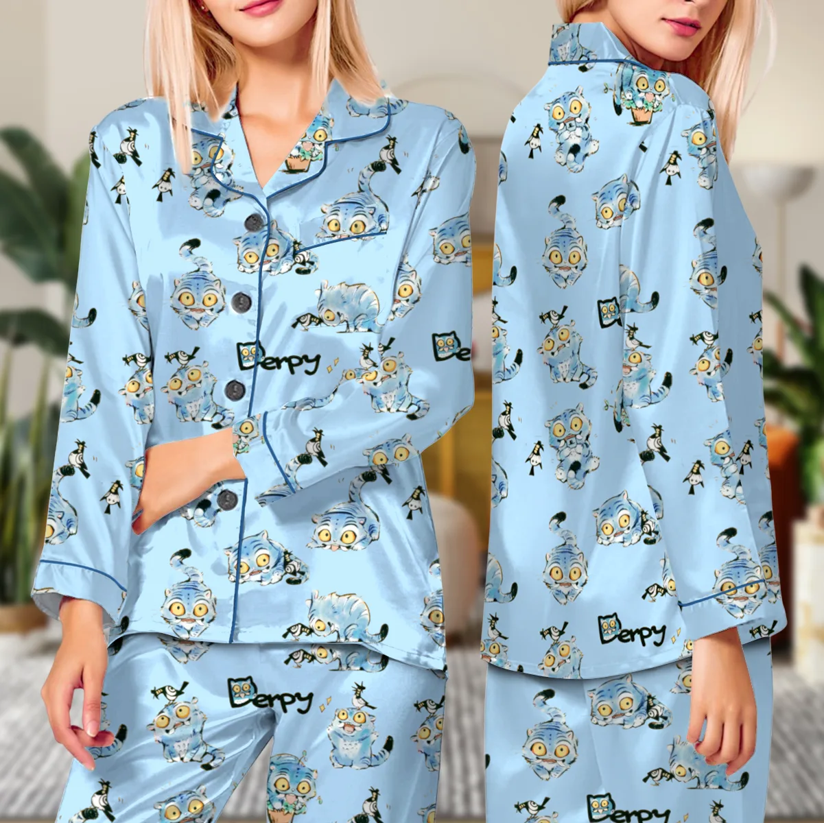 Kpop Demon Silk Satin Pajamas Set For Women