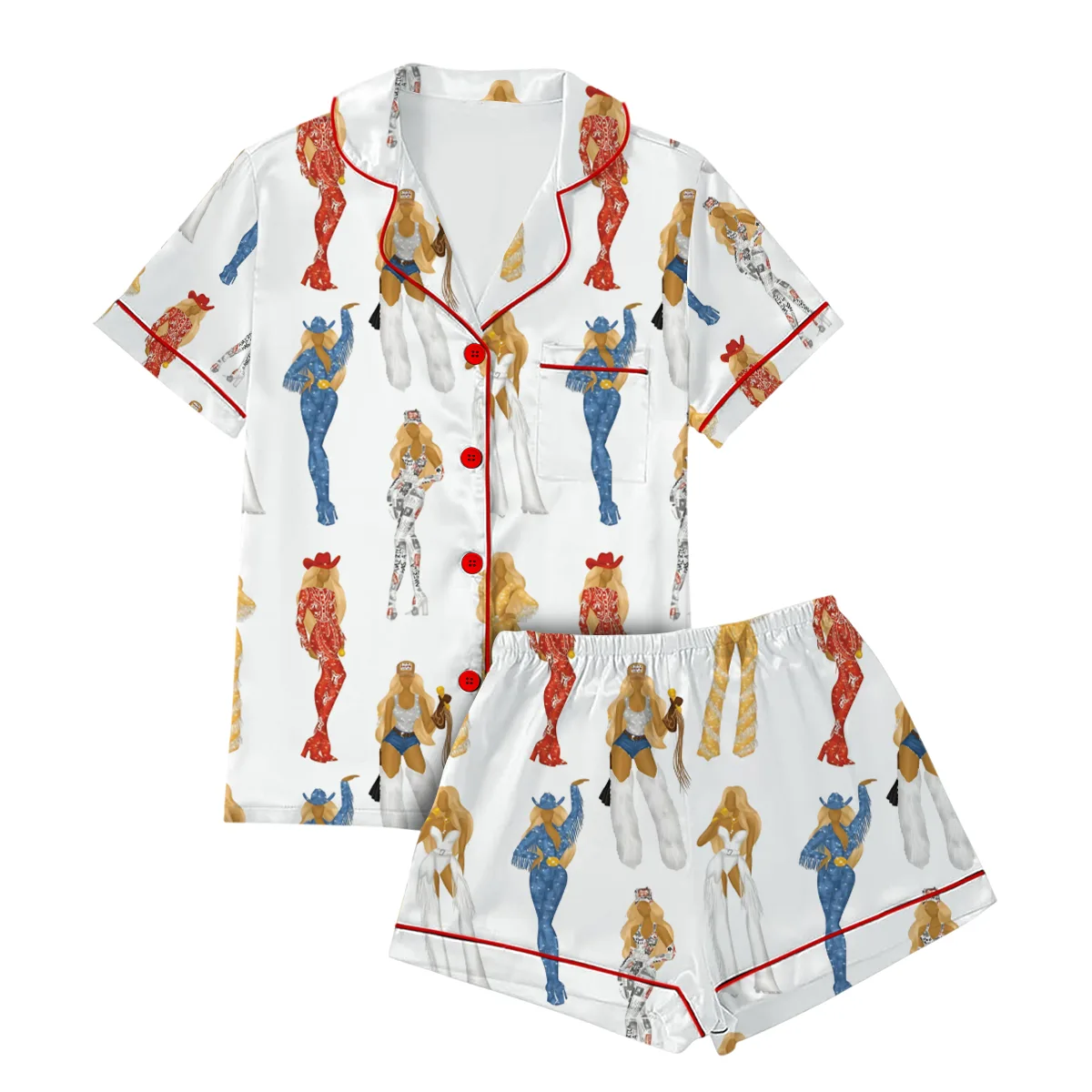 Cowboy Carter Tour Silky Satin Pajama Set For Women