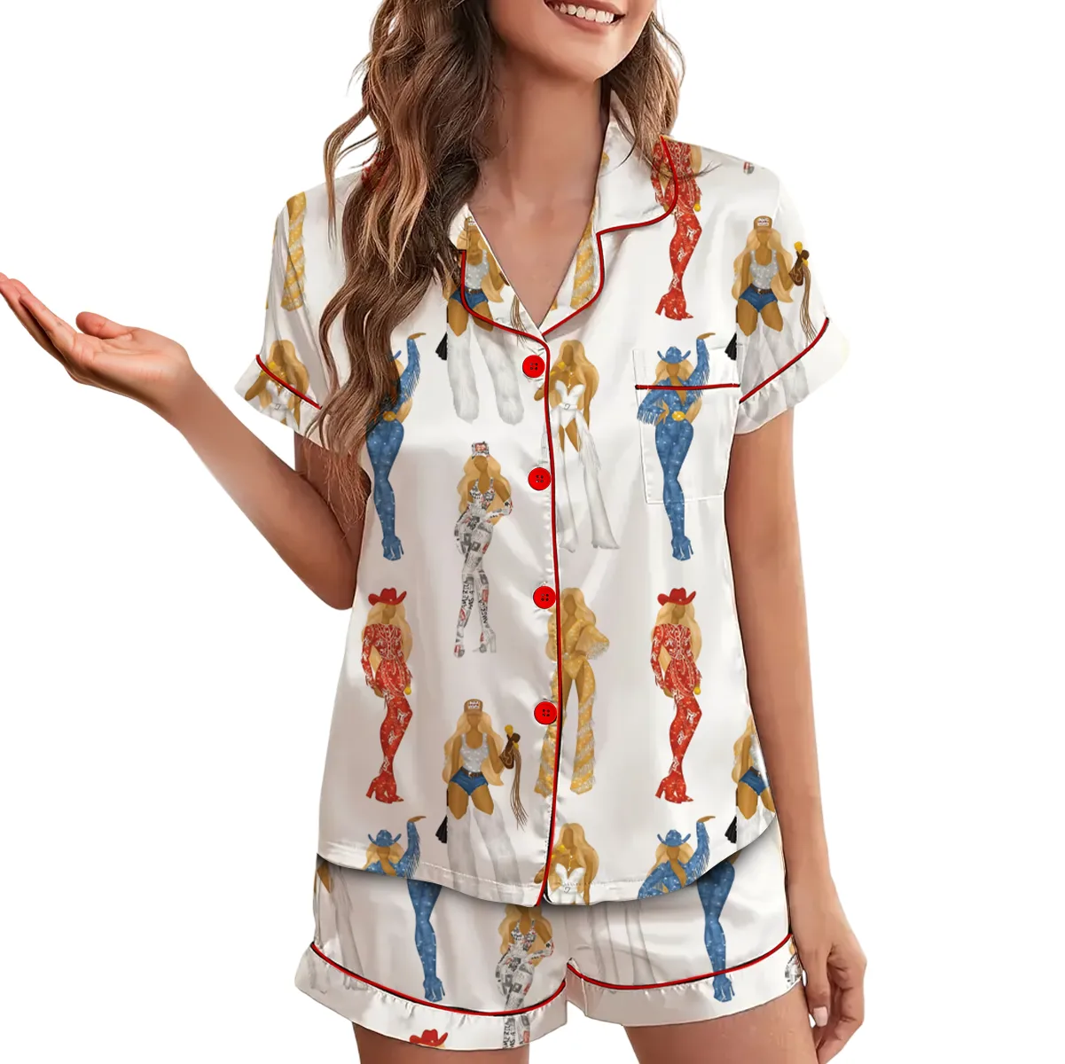 Cowboy Carter Tour Silky Satin Pajama Set For Women