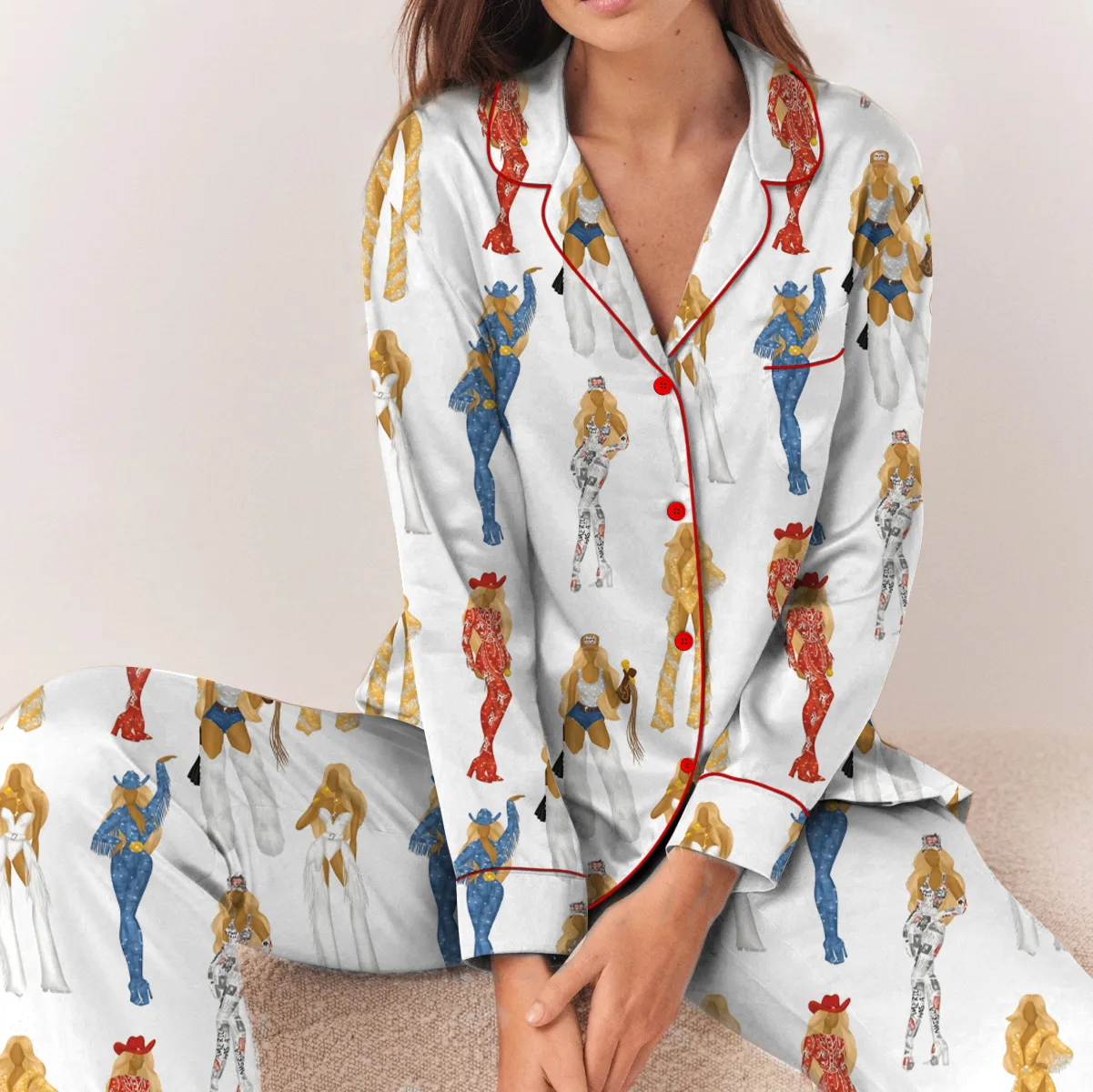 Cowboy Carter Tour Silky Satin Pajama Set For Women