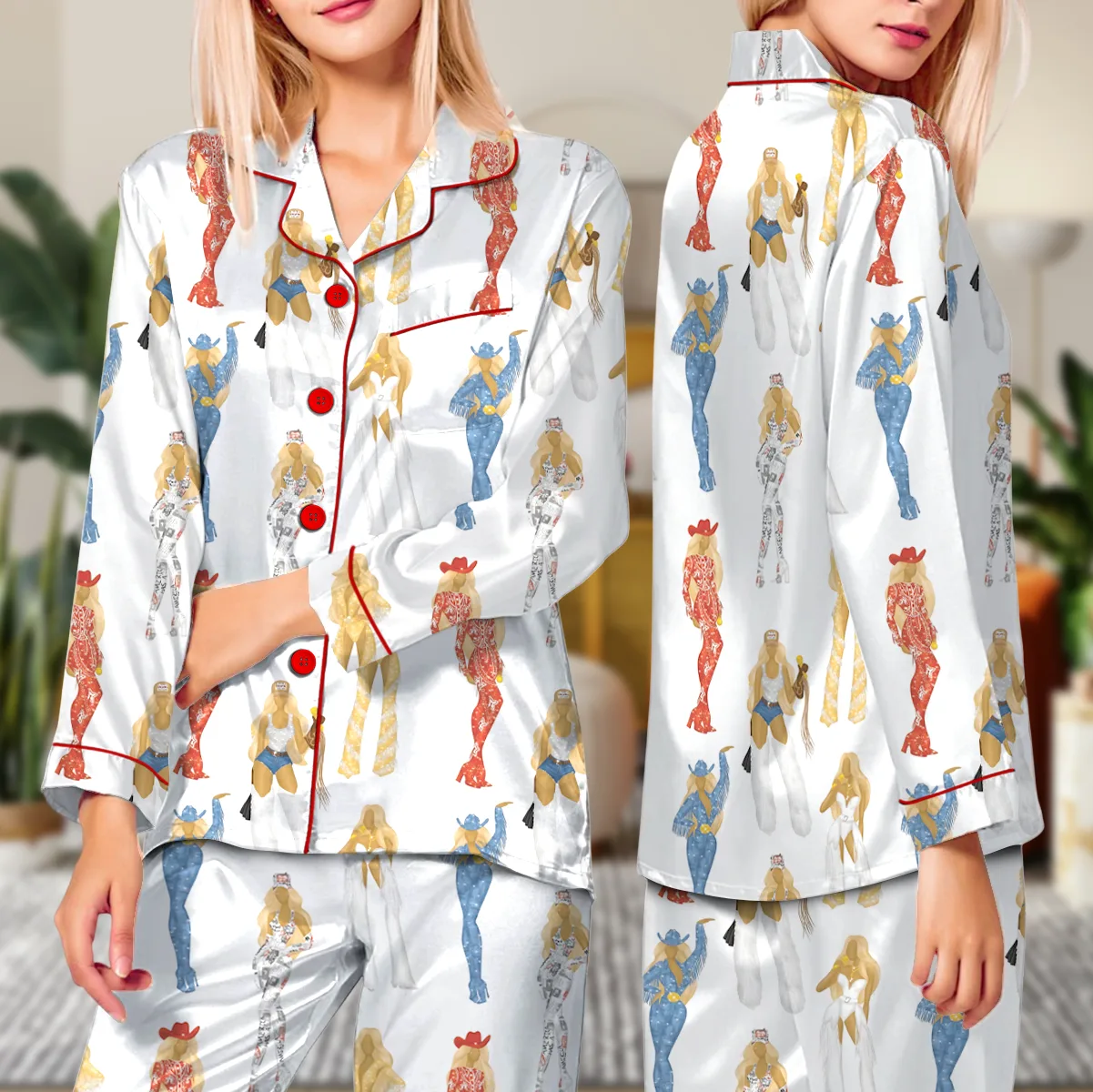 Cowboy Carter Tour Silky Satin Pajama Set For Women