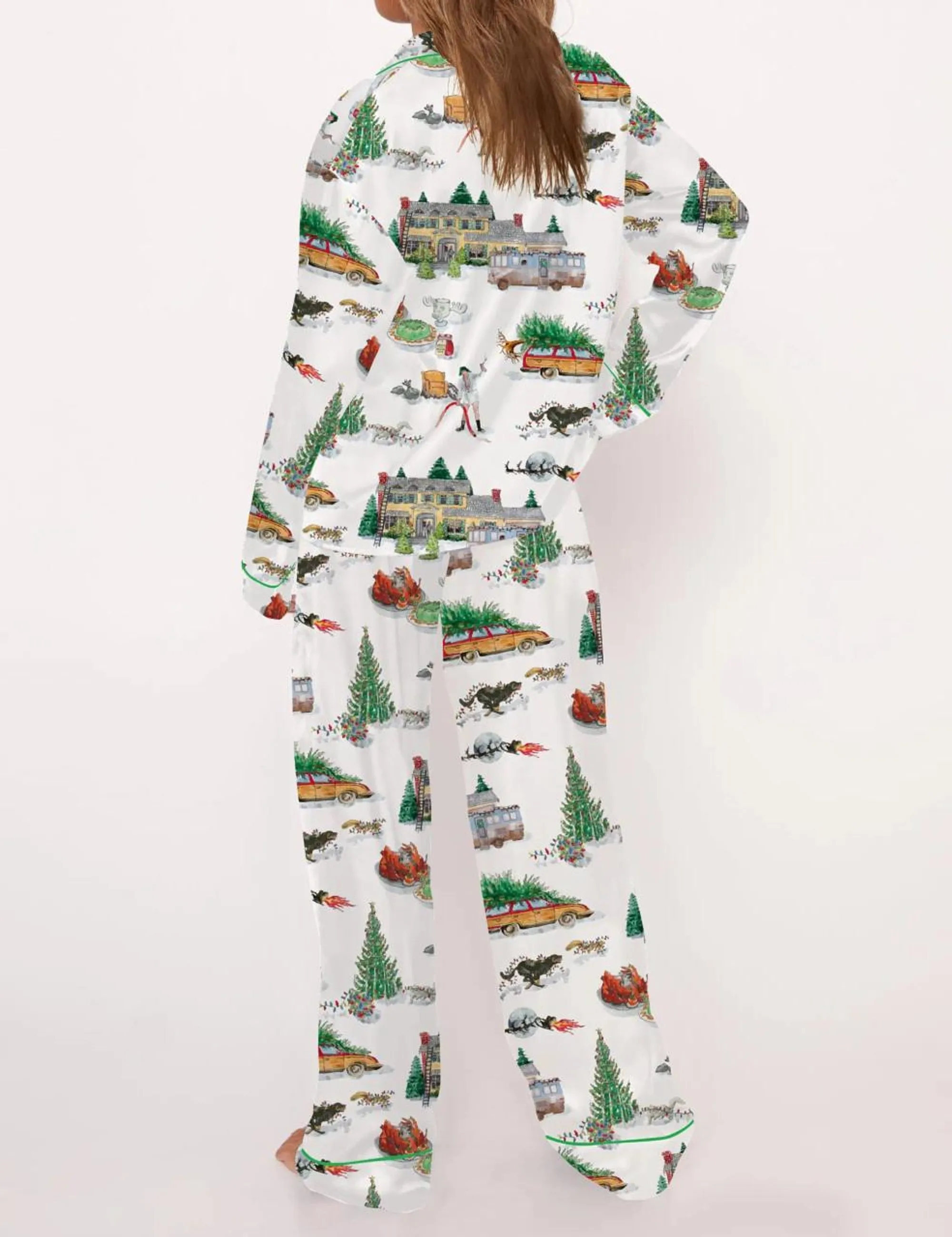 Magazine Christmas Silk Satin Pajama Set For Women