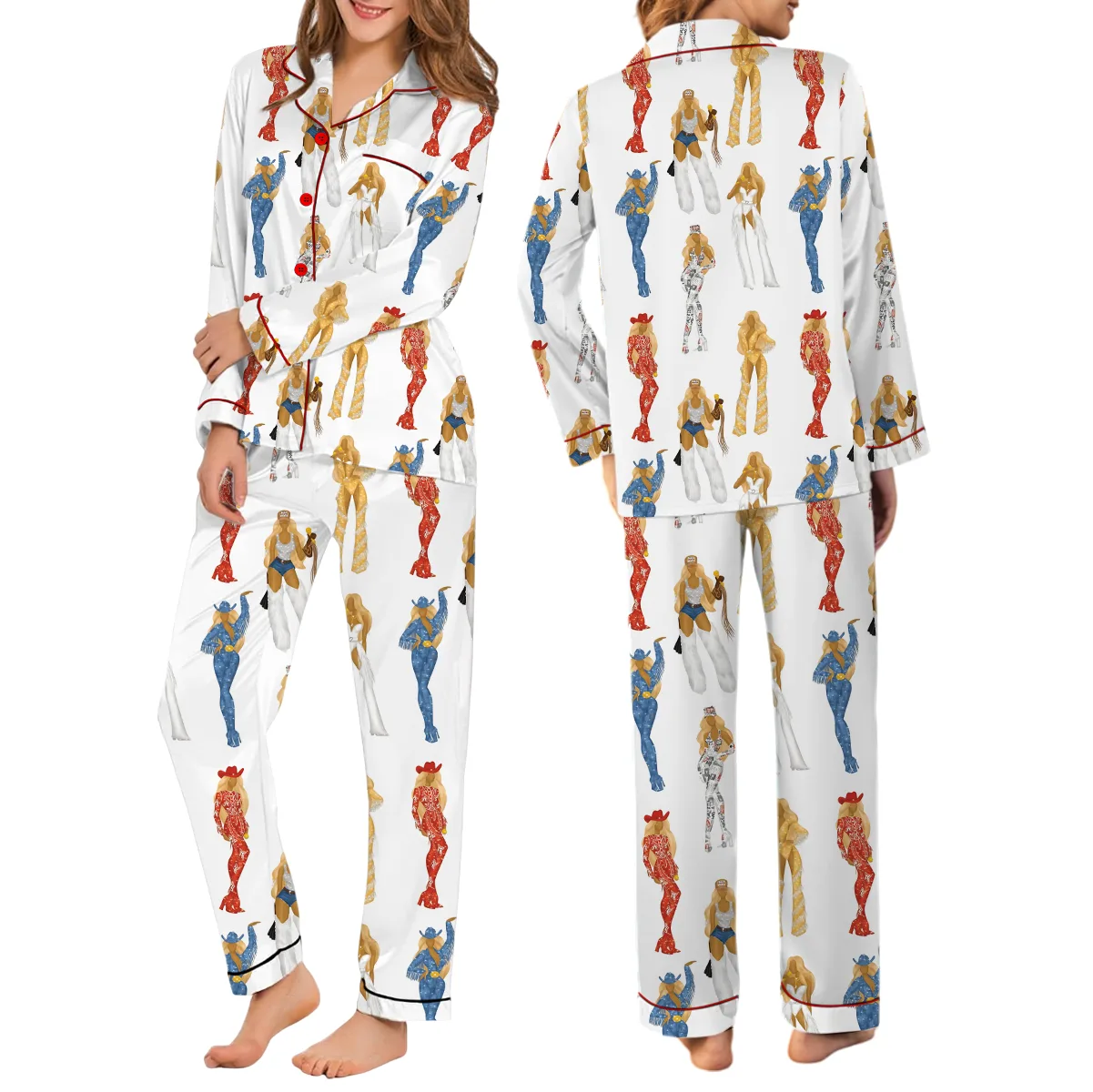 Cowboy Carter Tour Silky Satin Pajama Set For Women