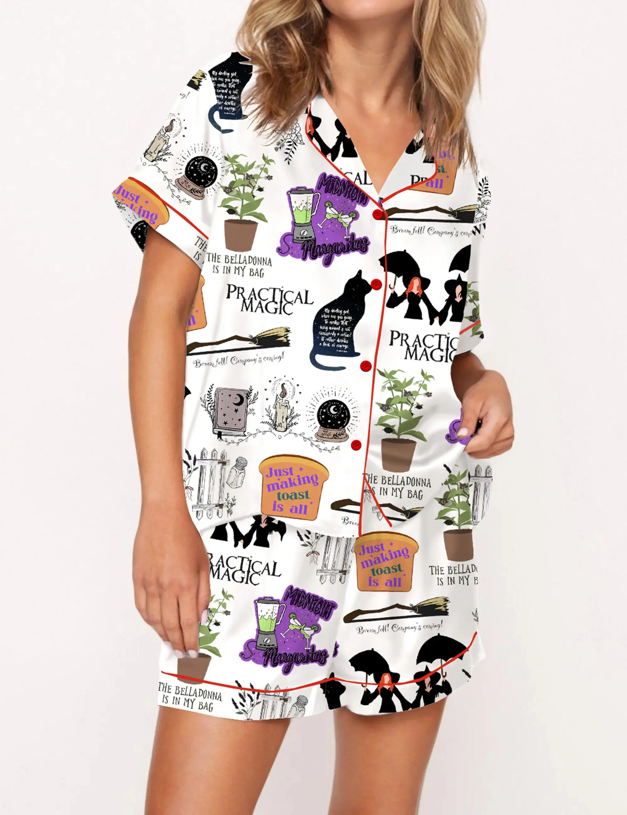Practical Magic Witches Silk Satin Pajama Set For Women