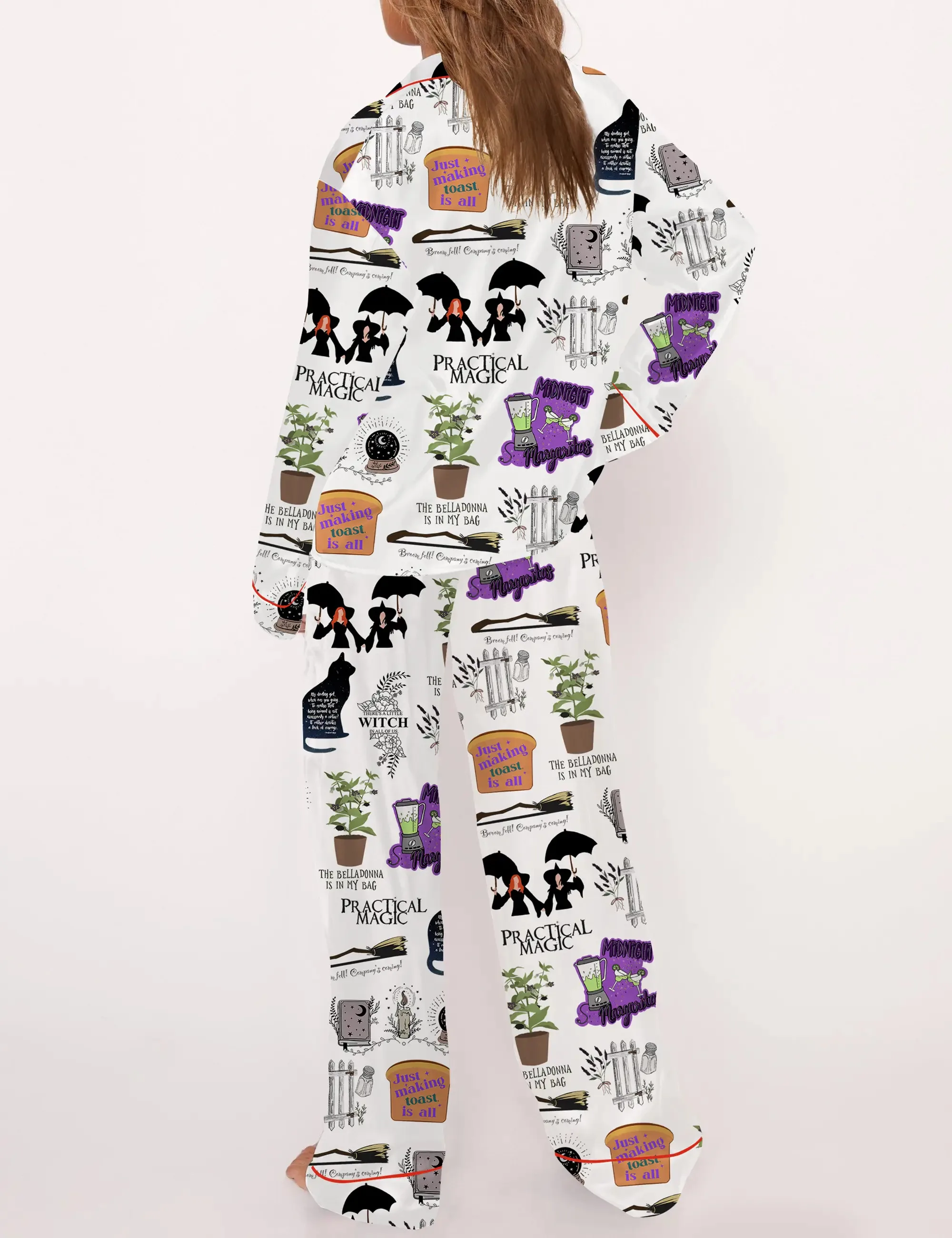 Practical Magic Witches Silk Satin Pajama Set For Women